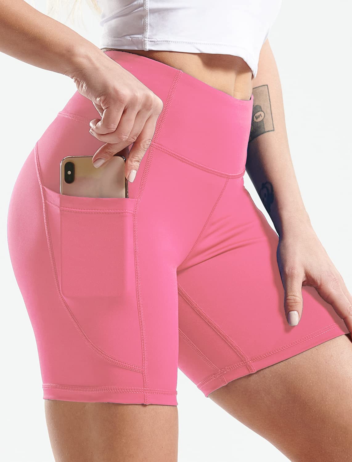 CADMUS High Waist Yoga Shorts for Women - 3/4/6/7/8 Inch Inseam, Naked Feeling Workout Running Biker Shorts - Perfect for Yoga, Gym, Running & Lounge Wear