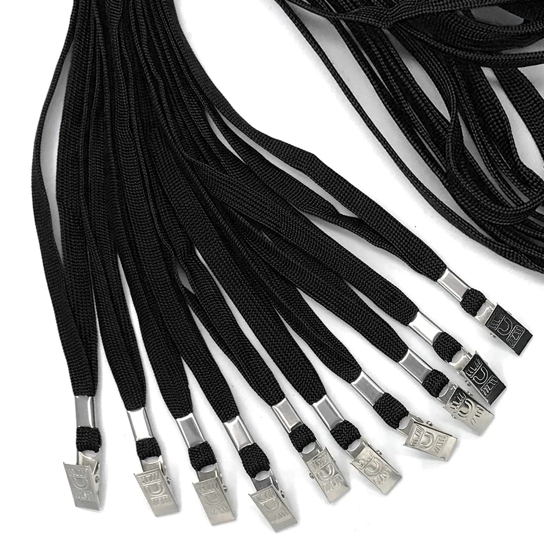 100 Pack Black Lanyards with Bulldog Clip - for Badge ID & Event Passes
