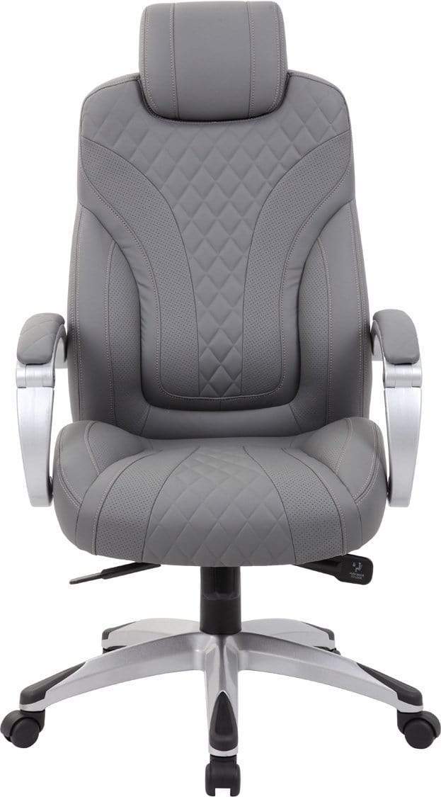 Premium Boss Executive Hinged Arm Chair - Black Leather Office Chair [B8871 BK] for Home Office, Conference Room & Executive Suites