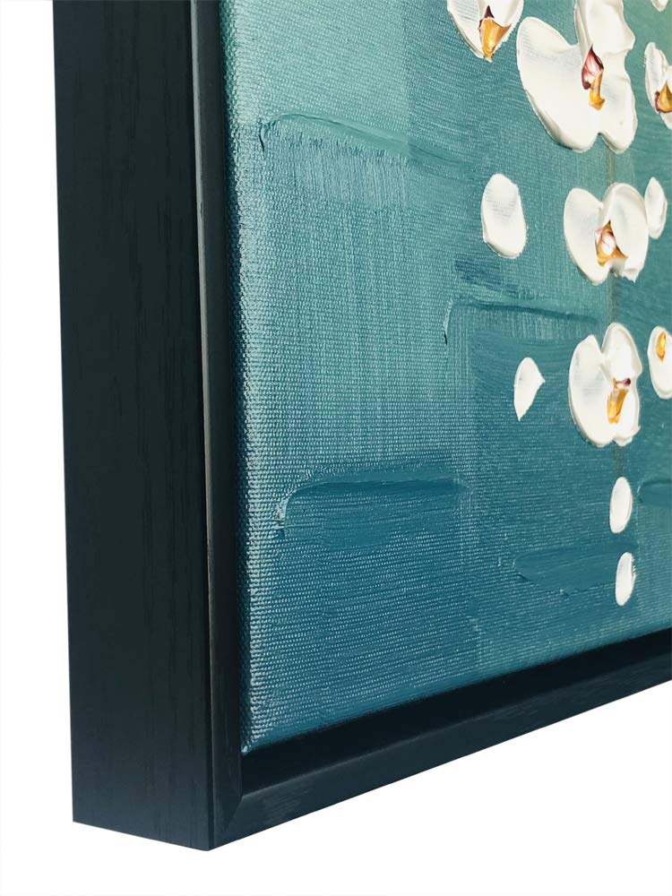 Wieco Art Framed Canvas Wall Decor - 100% Hand-Painted Modern Abstract Floral Oil Painting - Stretched with Black Frame for Living Room, Bedroom & Office Decor