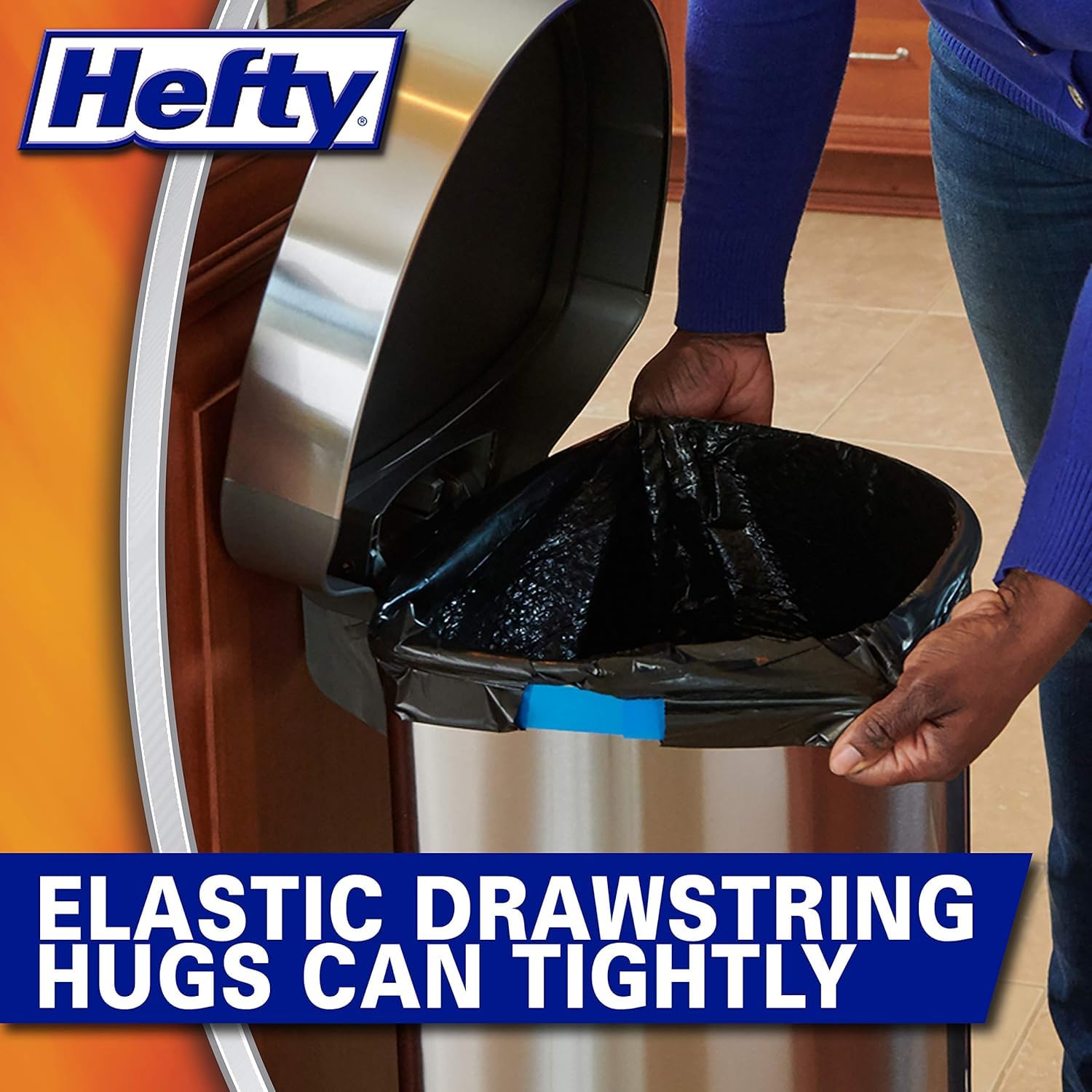 Hefty Ultra Strong Blackout Trash Bags - 13 Gallon Tall Kitchen Drawstring Garbage Bags (80 Count, 2 Pack) | Clean Burst Scent | Heavy Duty & Leakproof | Perfect for Kitchen, Office & Outdoor Use