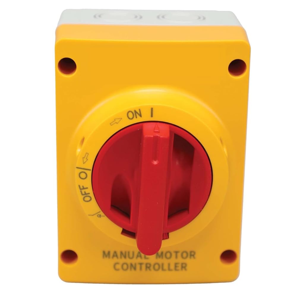 KEM325UL 3-Pole 25A Enclosed Motor Disconnect Switch with Yellow/Red Handle - Heavy Duty Electrical Safety Switch for Industrial Equipment, HVAC Systems & Machinery Control