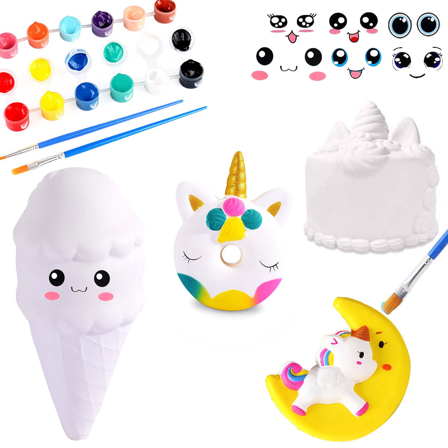 DIY Dessert Painting Kit for Kids - Kawaii Soft Squishy Slow Rise Arts & Crafts Set for Girls & Boys - Stress Relief Toys for Children & Adults - Perfect for Birthday Parties, Classroom Activities & Anxiety Relief