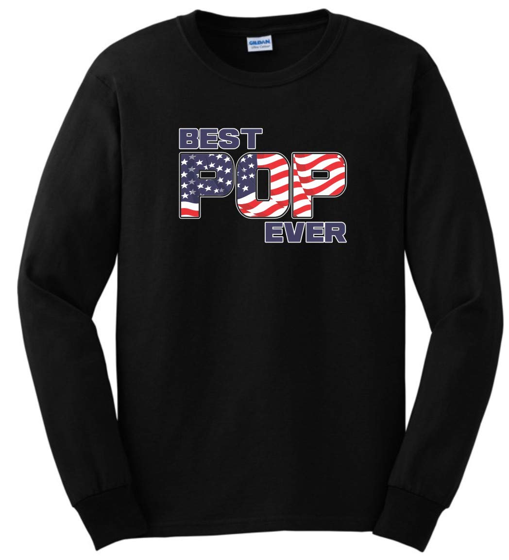 ThisWear Best Pop Ever US Flag Patriotic Long Sleeve T-Shirt for Men & Women - Comfortable American Flag Shirt for 4th of July, Veterans Day & Patriotic Events