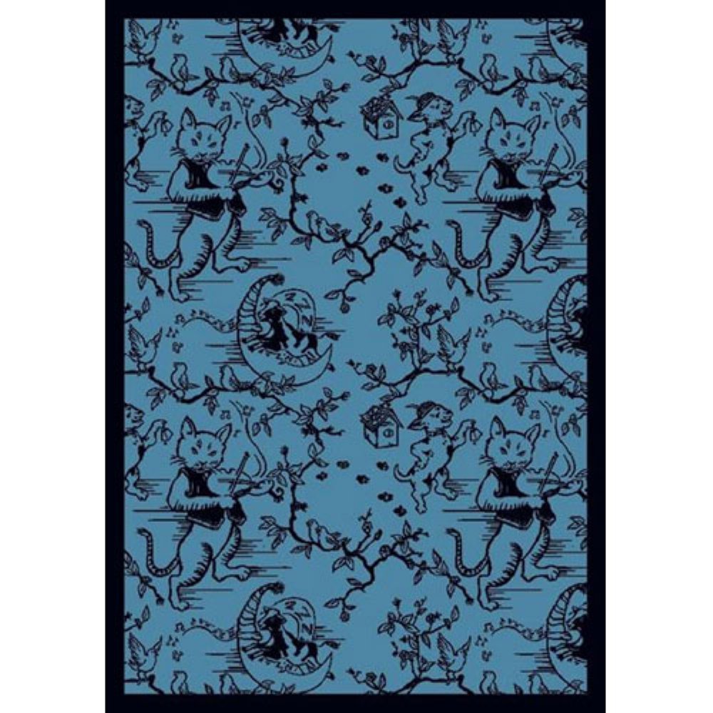Joy Carpets Kaleidoscope Fiddler Whimsical Area Rugs - Blue Non-Slip Kids Playroom Rug for Nursery, Bedroom & Play Areas