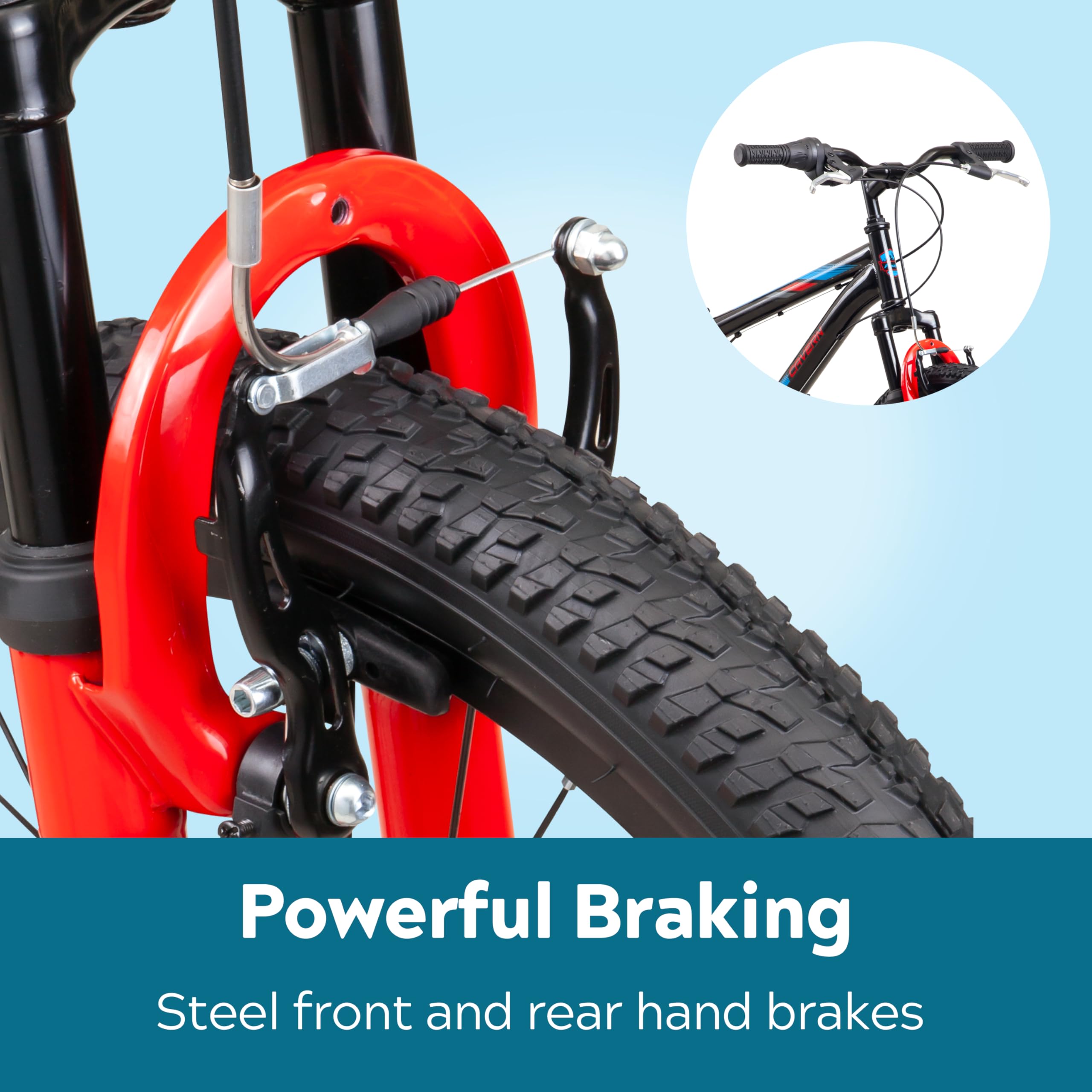 Pacific Cavern Mountain Bike for Youth & Adults - 7/21 Speed Twist Shifter, 20/24/26 Inch Wheels, 11-17.5 Inch Steel Frame with Front Suspension - Perfect for Trail Riding, Commuting & Outdoor Adventures (Kickstand Included)