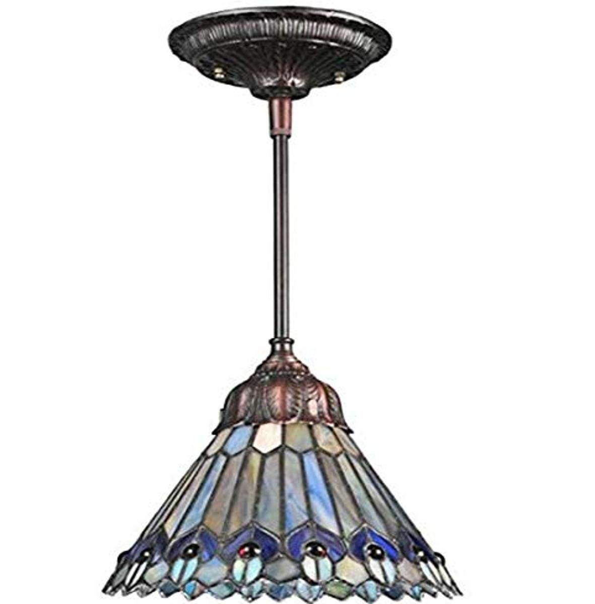 Meyda Tiffany 67708 One Light Pendant - 8 Inch Wide Stained Glass Ceiling Light Fixture - Perfect for Dining Room, Kitchen Island & Bedroom Lighting