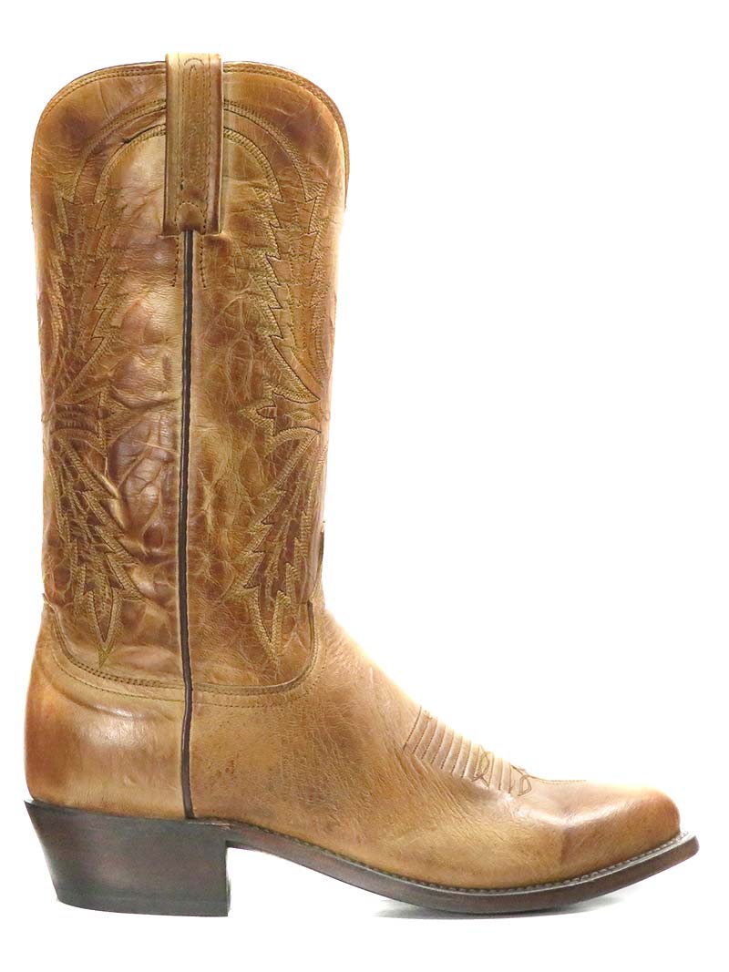 Lucchese N1547.R4 Men's Crayton Burnished Mad Goat Cowboy Boots in Tan - Perfect for Western Rides, Country Music Festivals & Ranch Work