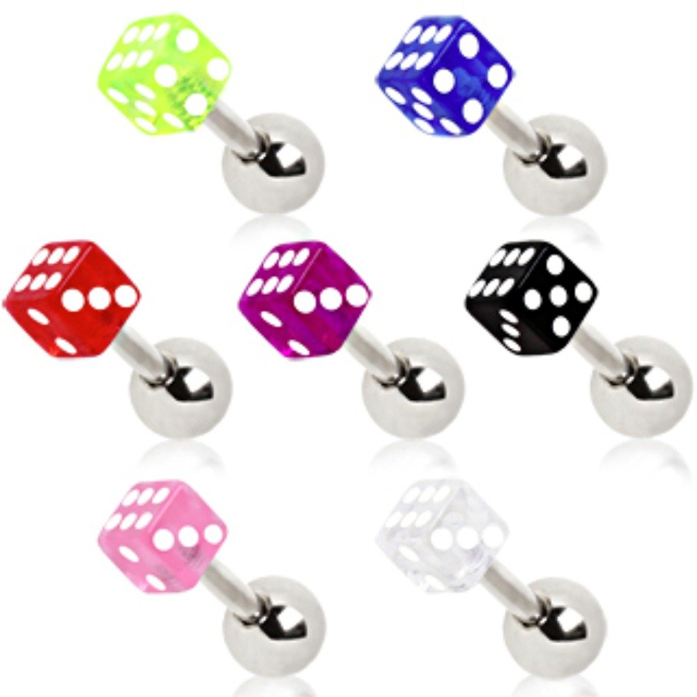 WildKlass UV Acrylic Cartilage Earrings - Colorful D20 Dice Stud Earrings for Women (Single Piece) | Perfect for Cosplay, Gaming & Punk Fashion Accessories