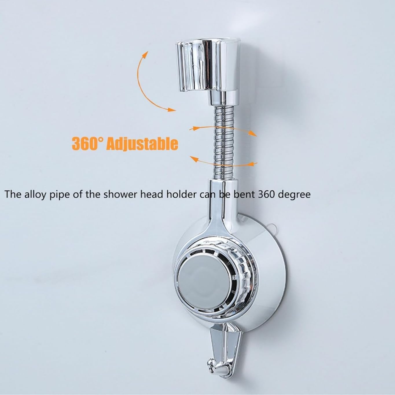 360° Adjustable Shower Head Holder with Strong Suction Cup - No Drill Wall Mount Bracket for Bathroom, Removable Shower Head Hook for Handheld Shower - Perfect for Small Bathrooms, Apartments and RVs