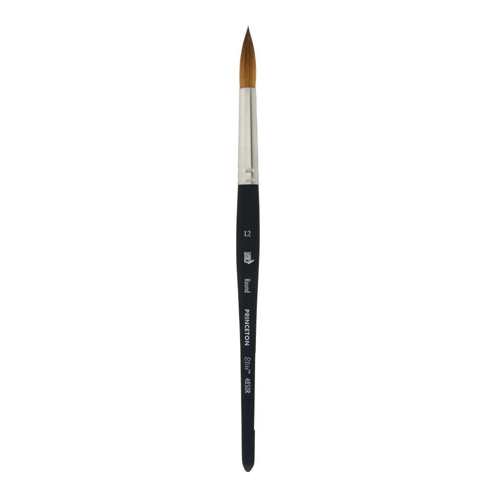 Princeton Elite Synthetic Kolinsky Sable Watercolor Brushes - Round Size 12 - Professional Artist Paint Brushes for Watercolor, Acrylic & Gouache - Perfect for Fine Detail Work & Wet-on-Wet Techniques