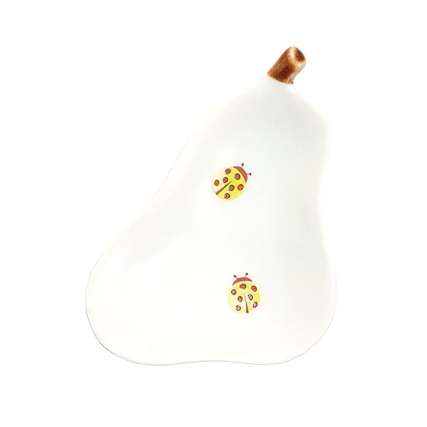 Harekutani Porcelain Pear Plate with Ladybug Design - Elegant Dinnerware for Home Decor, Tea Parties & Gift Giving