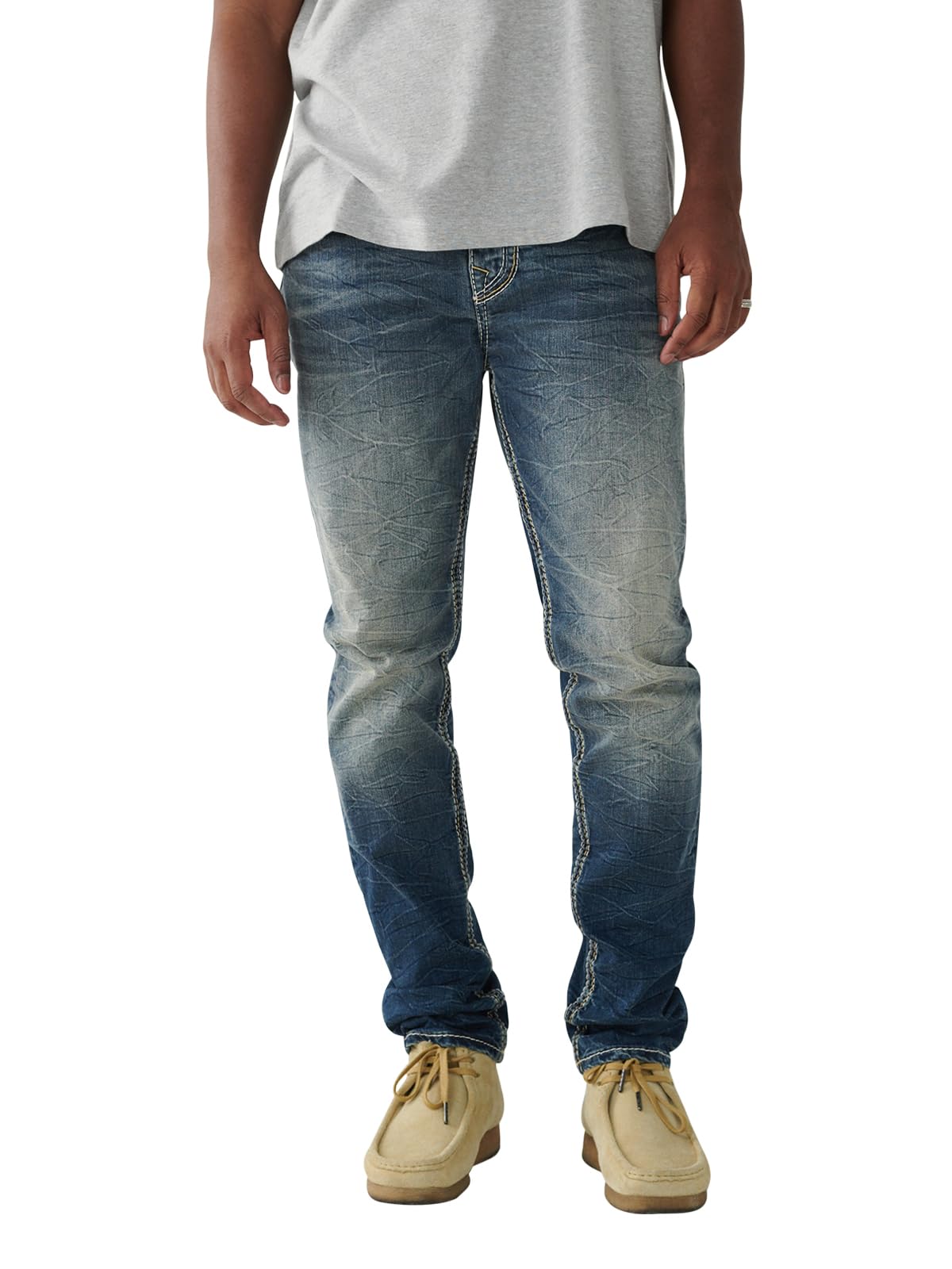 True Religion Men's Rocco Big Qt Relaxed Fit Jeans - 32 Inch Inseam | Premium Denim Pants for Casual Wear & Night Out