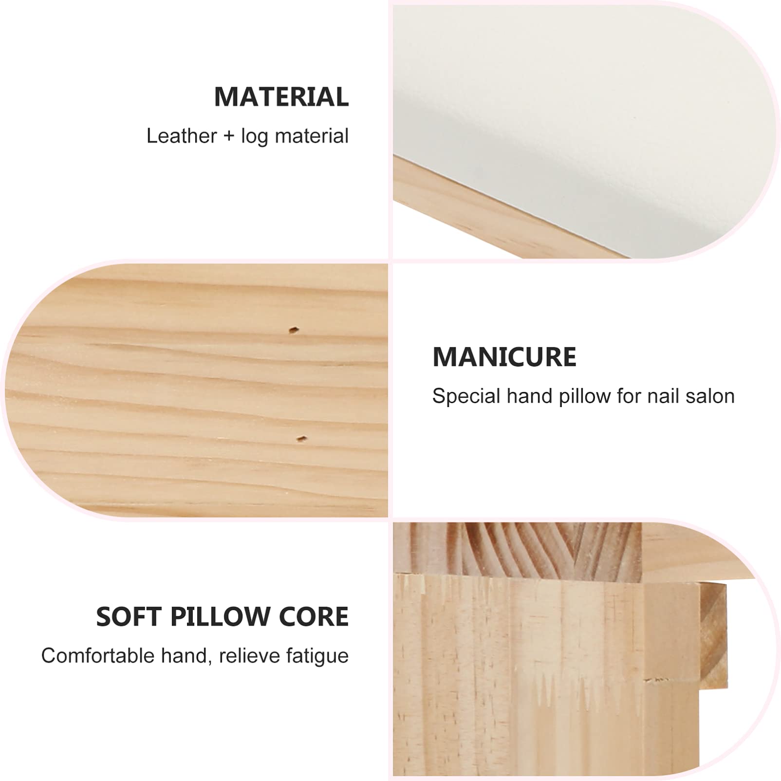 Minkissy Soft Nail Arm Rest Pillow - Professional Leather Manicure Hand Cushion for Nail Technicians & Salon - Wooden Base Wrist Support for Nail Art, Home Desk & Spa Use - Comfortable & Ergonomic Design for Manicures & Pedicures