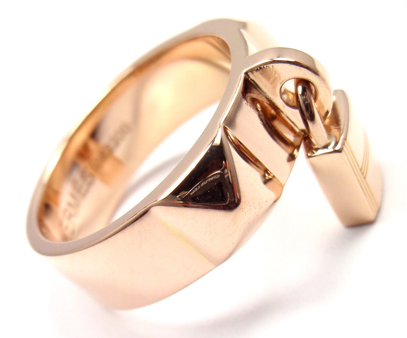 Authentic Hermes 18k Rose Gold Collier De Chien Lock Band Ring - Size 49 (US 4 3/4) - Luxury Jewelry for Women, Perfect for Special Occasions & Gifts