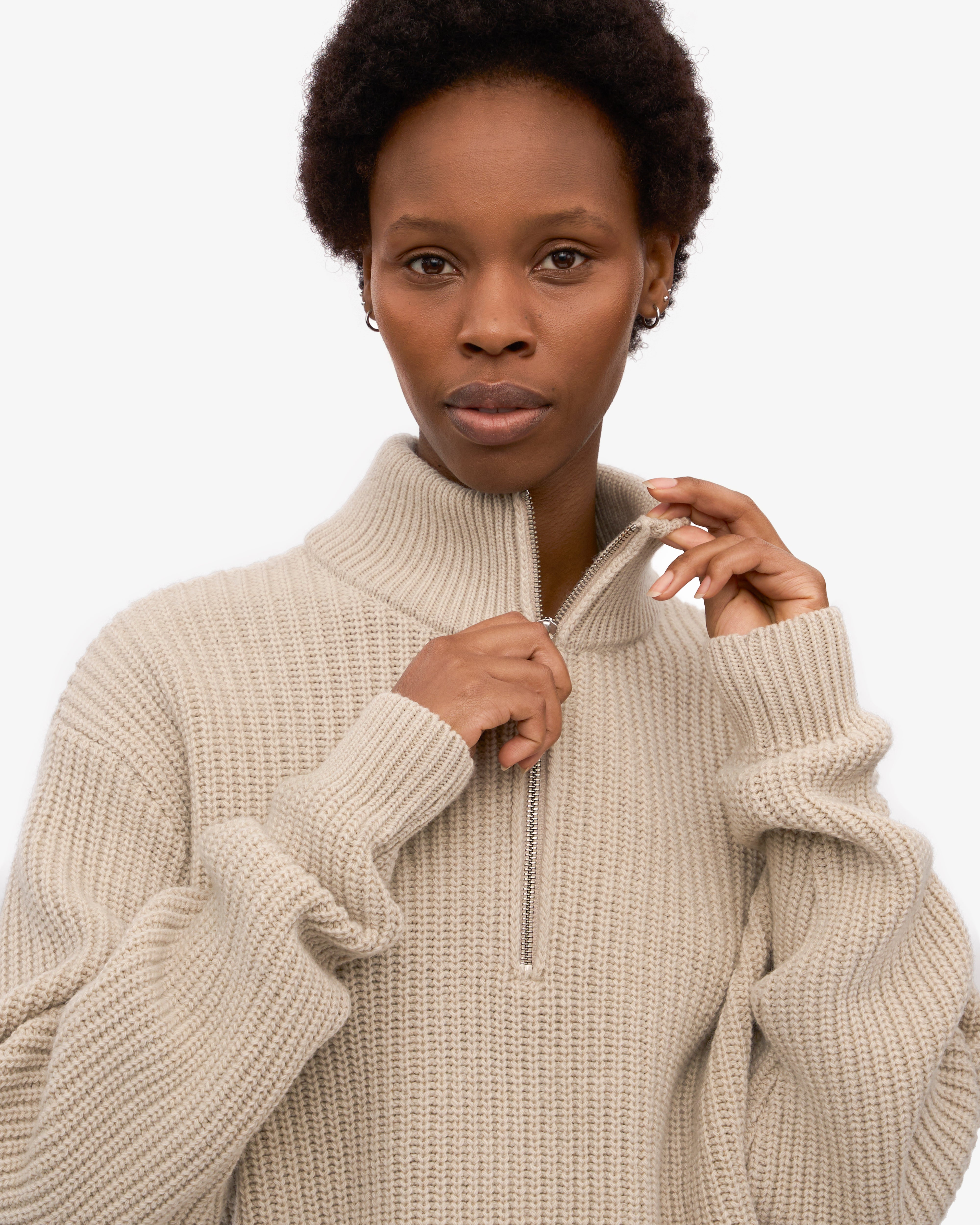 Premium Merino Wool Quarter Zip Sweater for Men - Ivory White - Ideal for Outdoor Adventures & Casual Wear