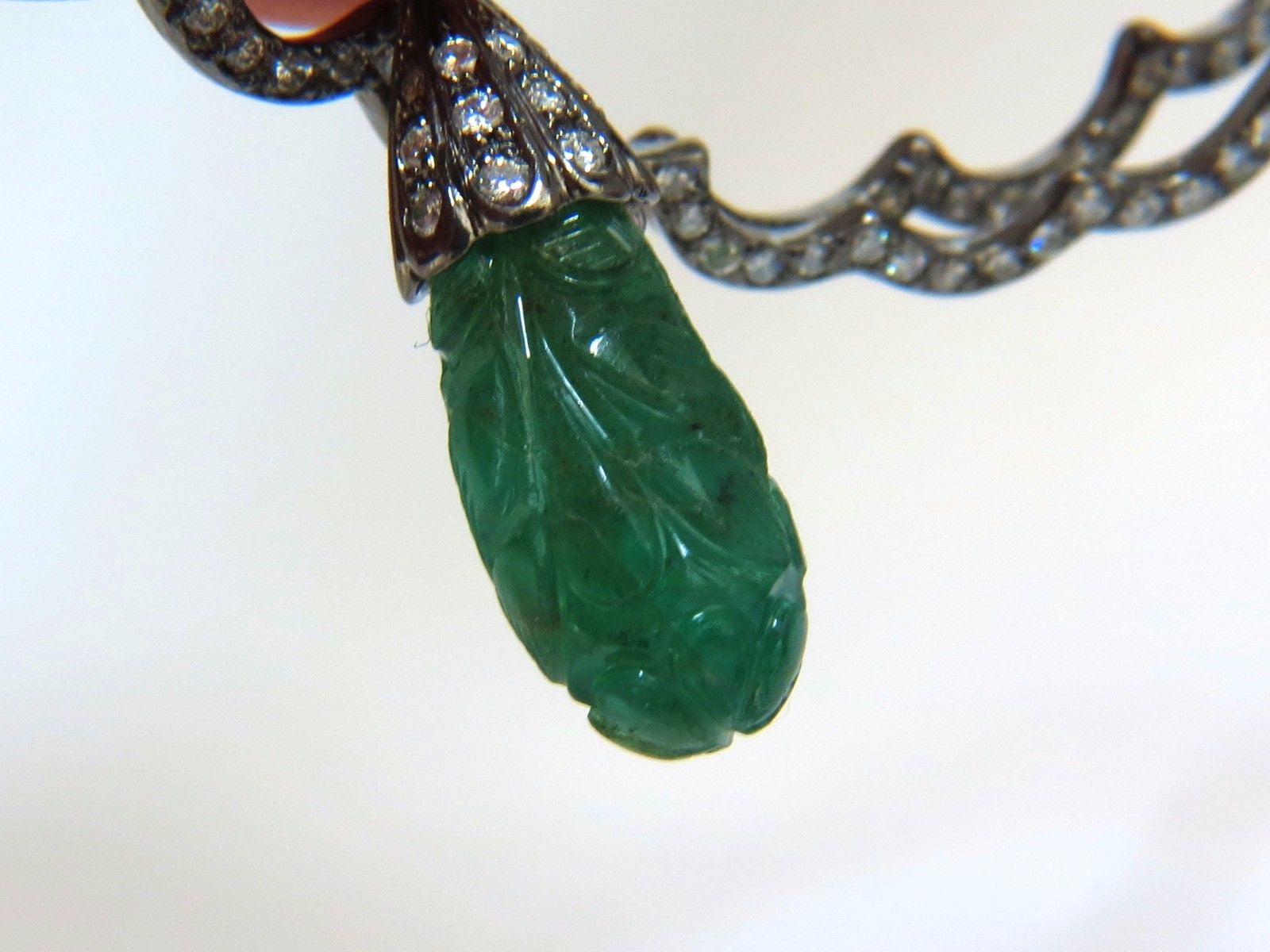 29.50ct Natural Carved Emerald Diamond Dangling Earrings - Large Size for Women | Elegant Jewelry for Parties, Weddings & Special Occasions