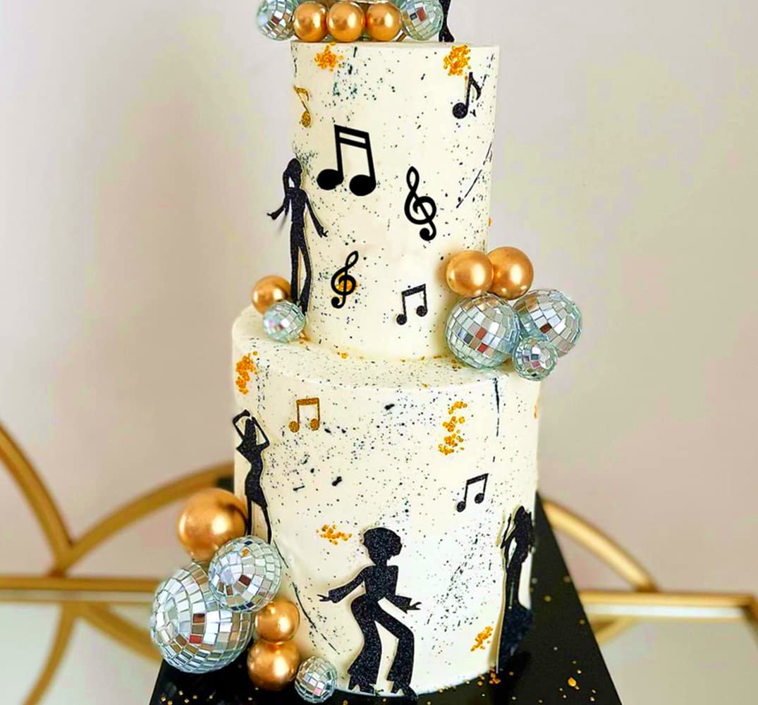 JeVenis 19-Piece Disco Party Cake Topper Set - Disco Ball & Dancing Figures for Birthday, Wedding, and Music Themed Cakes - Perfect for Disco Night, Dance Party Decorations, and Celebration Favors