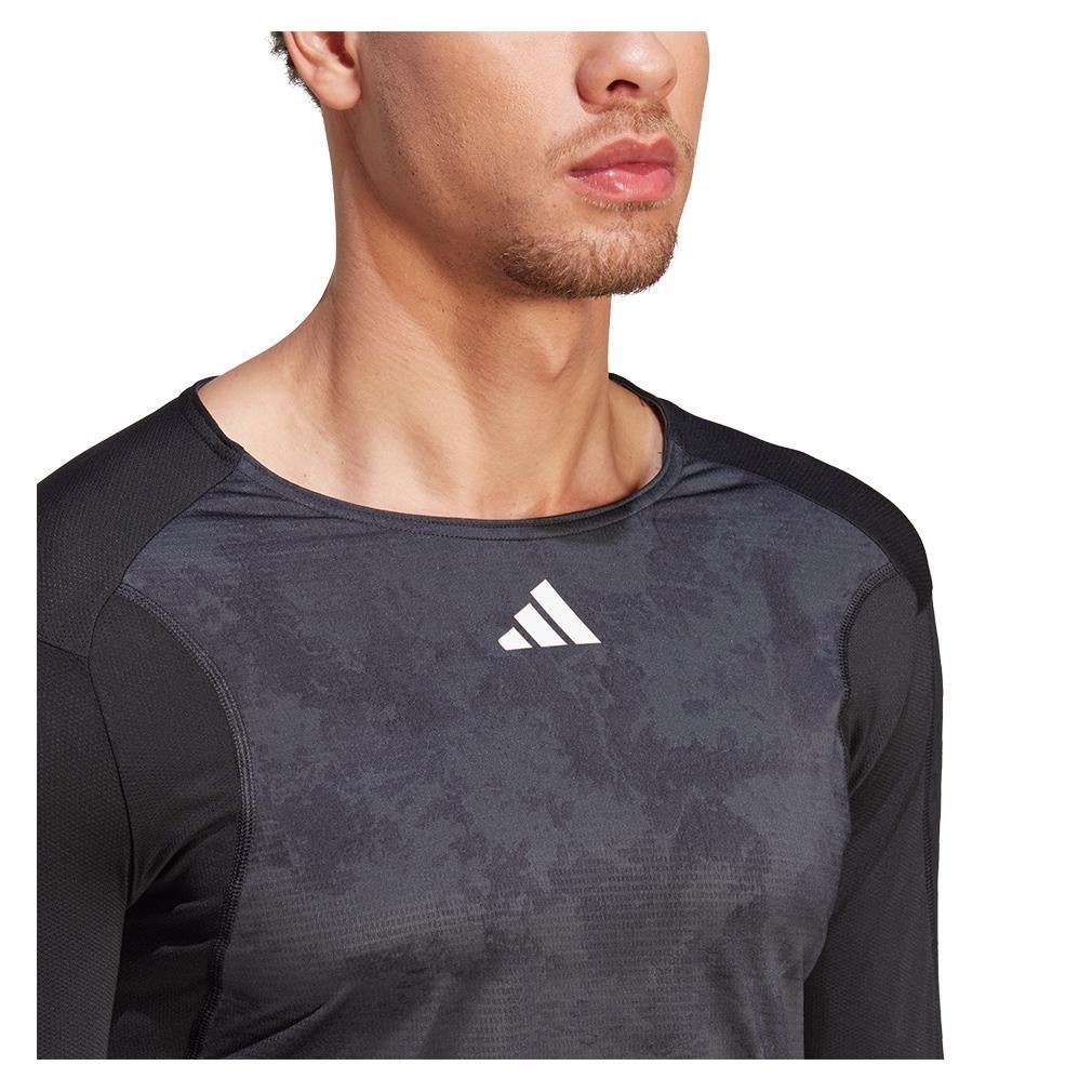 Men's Paris Long Sleeve Tennis Shirt - Carbon & Black Performance Top for Tennis, Pickleball & Casual Wear