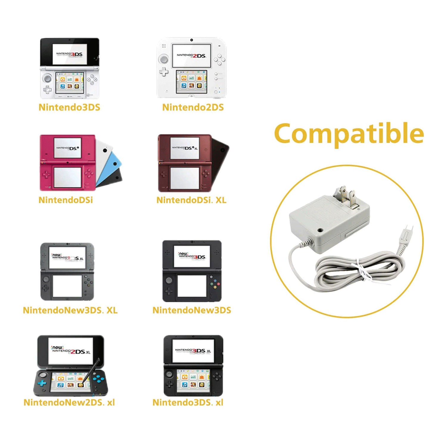 Original Nintendo Wall Charger for DSi, 2DS, 3DS, DSi XL - Fast Charging AC Power Adapter - Perfect for Gaming On-The-Go & Home Entertainment