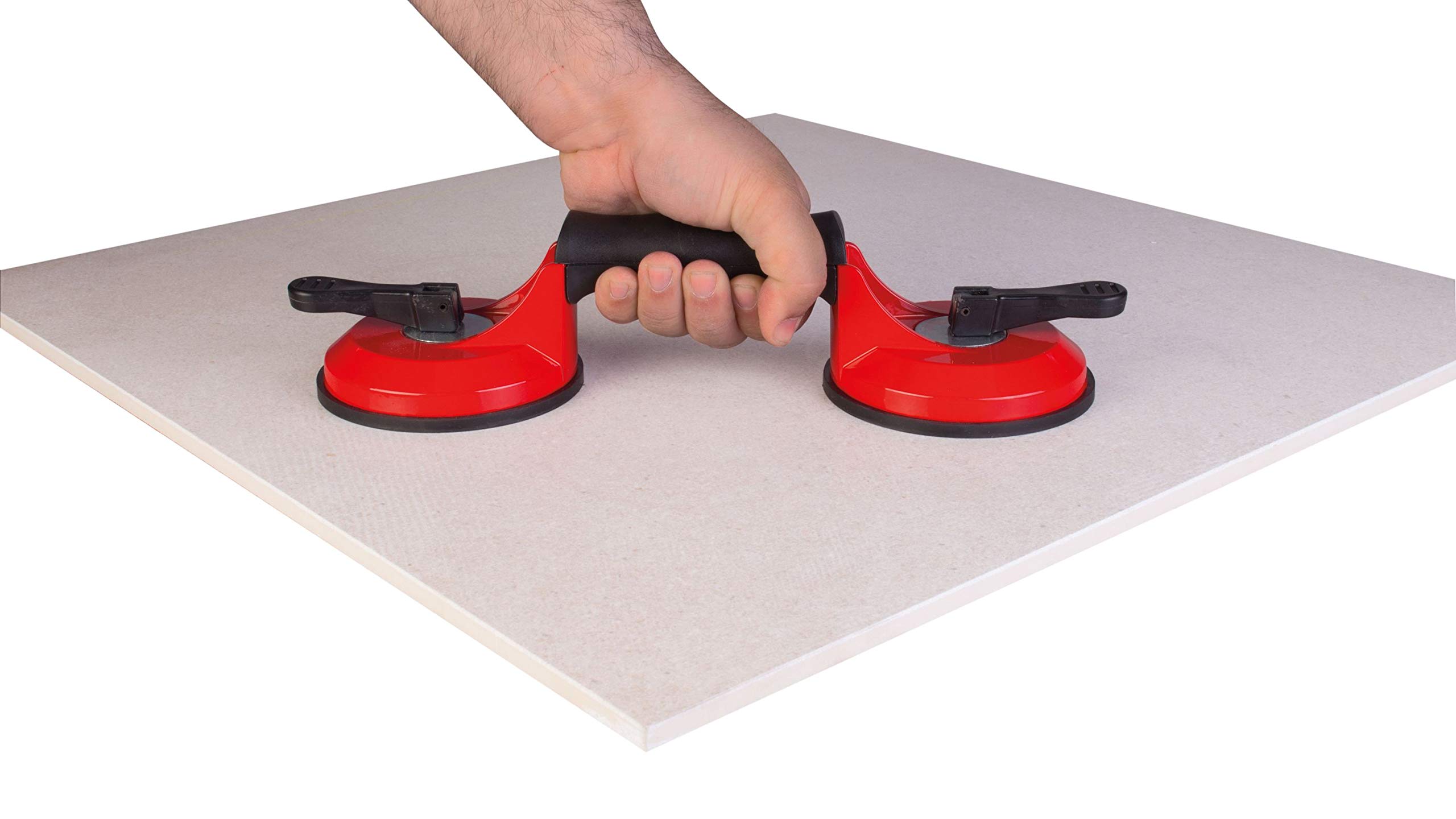 RUBI TOOLS Rubi Double Suction Cup - Heavy Duty Glass and Tile Lifter for Professional Installation - Perfect for Bathroom, Kitchen, and Construction Projects