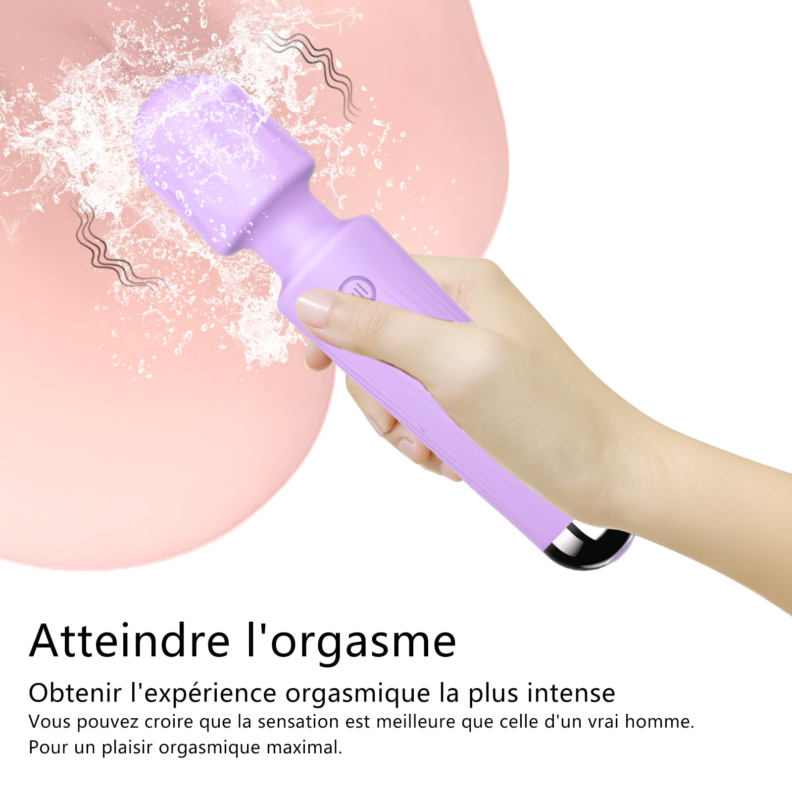 8-Speed 20-Pattern Rechargeable Vibrating Wand Massager for Women - Powerful Clitoral Stimulator & G-Spot Vibrator, Adult Sex Toy with Ergonomic Design - Perfect for Solo Play & Couples Intimacy (Violet)