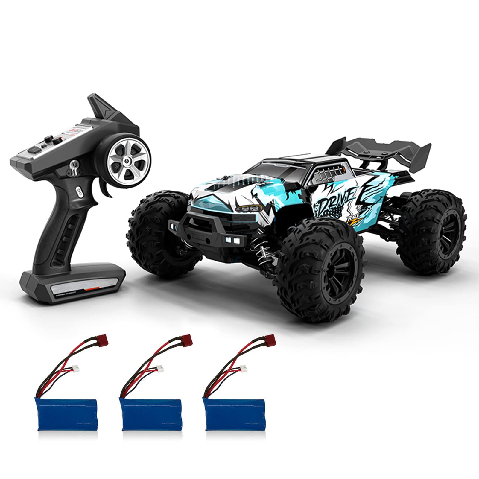 COMETX 2.4Ghz Remote Control Car - 70KM/H High Speed 1/16 Scale Off-Road RC Truck with Brushless Motor & LED Lights - 4WD Racing & Climbing Vehicle for Kids & Adults - Includes 3 Batteries - Perfect for Outdoor Adventures, Backyard Racing & Off-Road Challenges