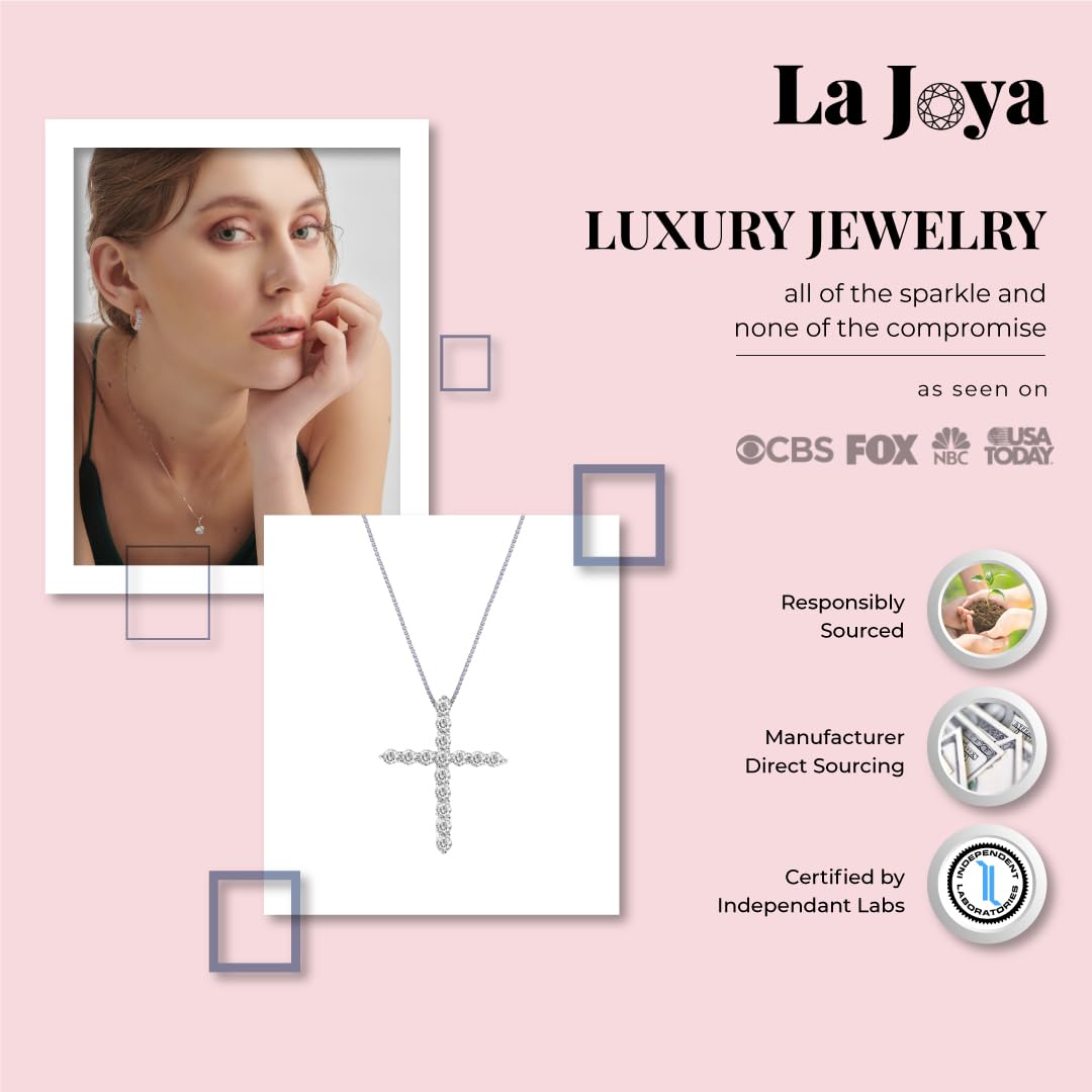 Lab Grown Diamond Cross Pendant Necklace for Women | 925 Sterling Silver VS/SI Clarity 1/6-1/2 CTW | Elegant Religious Jewelry Gift for Christmas, Baptism & Everyday Wear