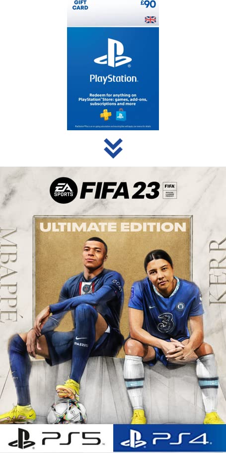 FIFA 23 PS5 Digital Deluxe Edition - £90 PlayStation Store Gift Card - UK PSN Download Code for PS4 & PS5 - Perfect for Gaming Gifts & In-Game Purchases