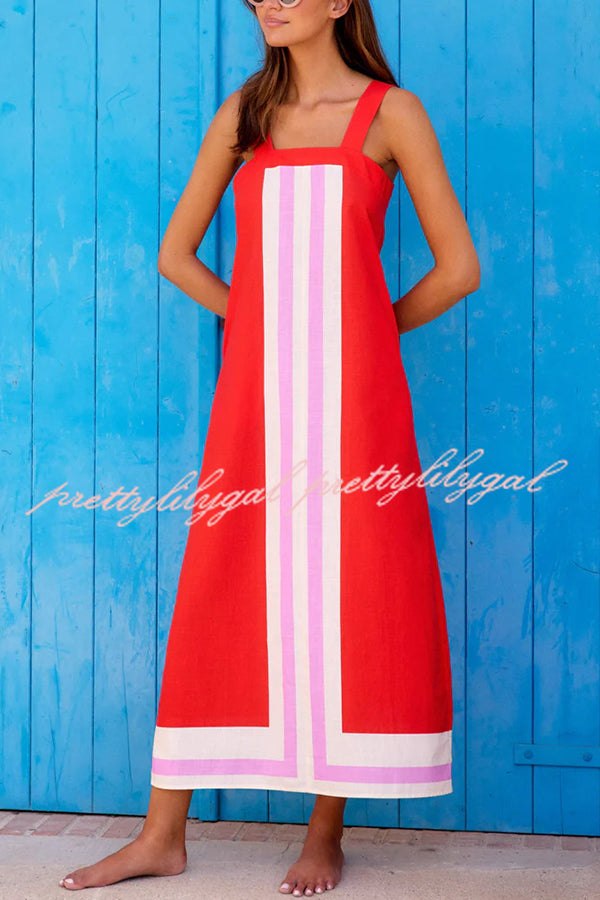 Stylish Striped Print Resort Maxi Dress for Women - Casual Sling Summer Beach Dress for Vacations & Outdoor Parties