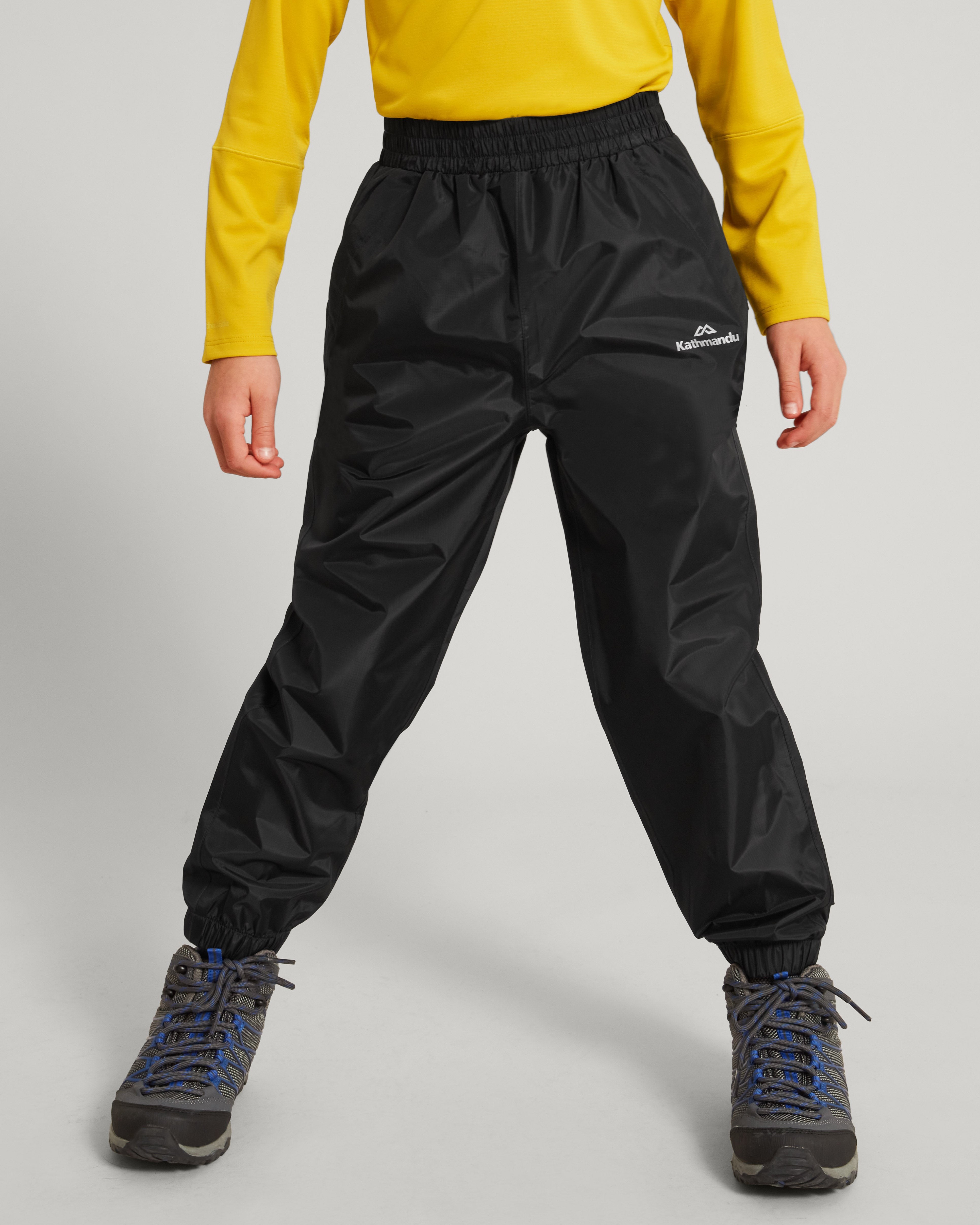 Waterproof 2-Layer Kids' Rain Pants - Black | Outdoor Play & Rainy Day Protection for Boys & Girls
