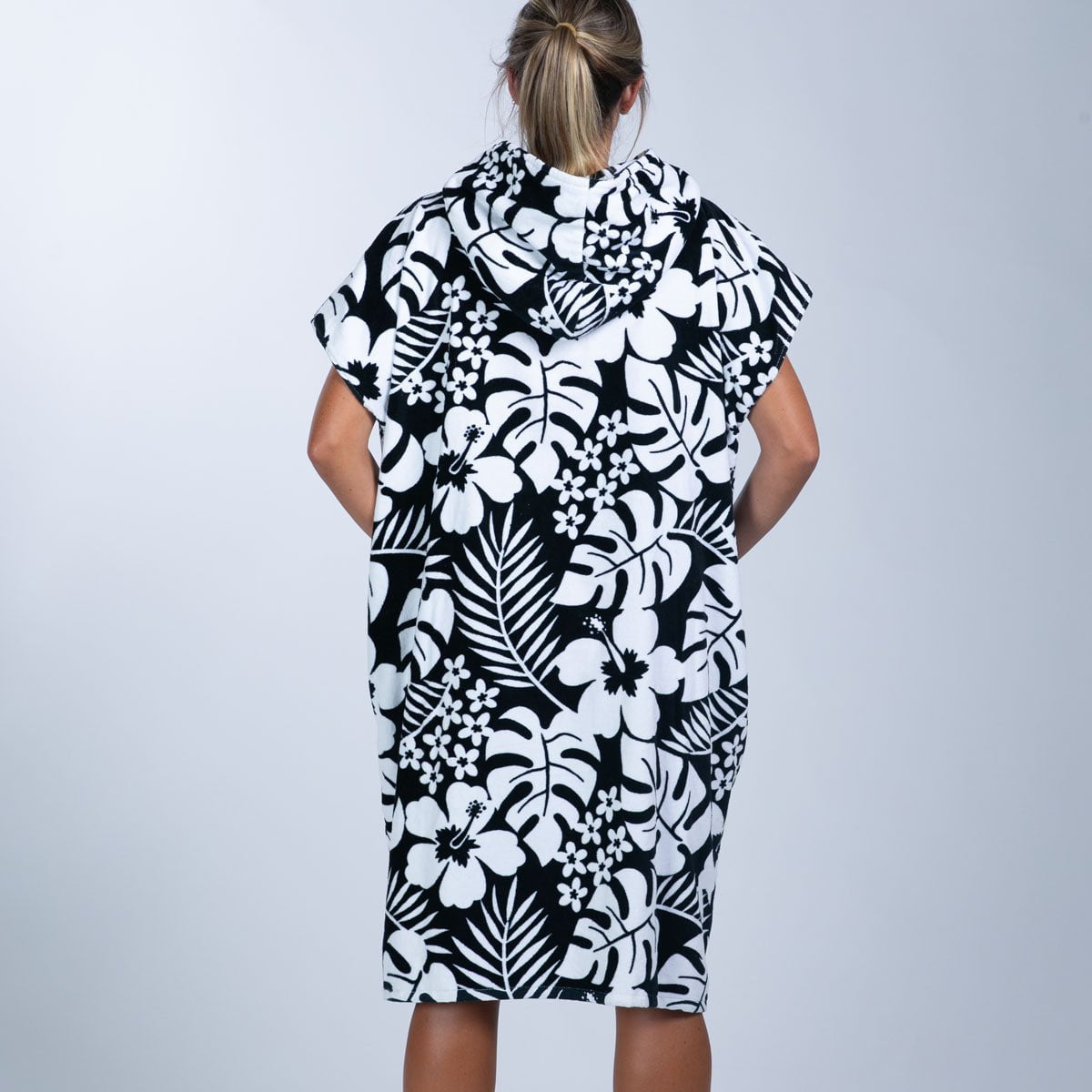 Waterproof Transition Poncho for Women - Floral Hibiscus Print Raincoat - Perfect for Outdoor Activities, Beach, and Travel