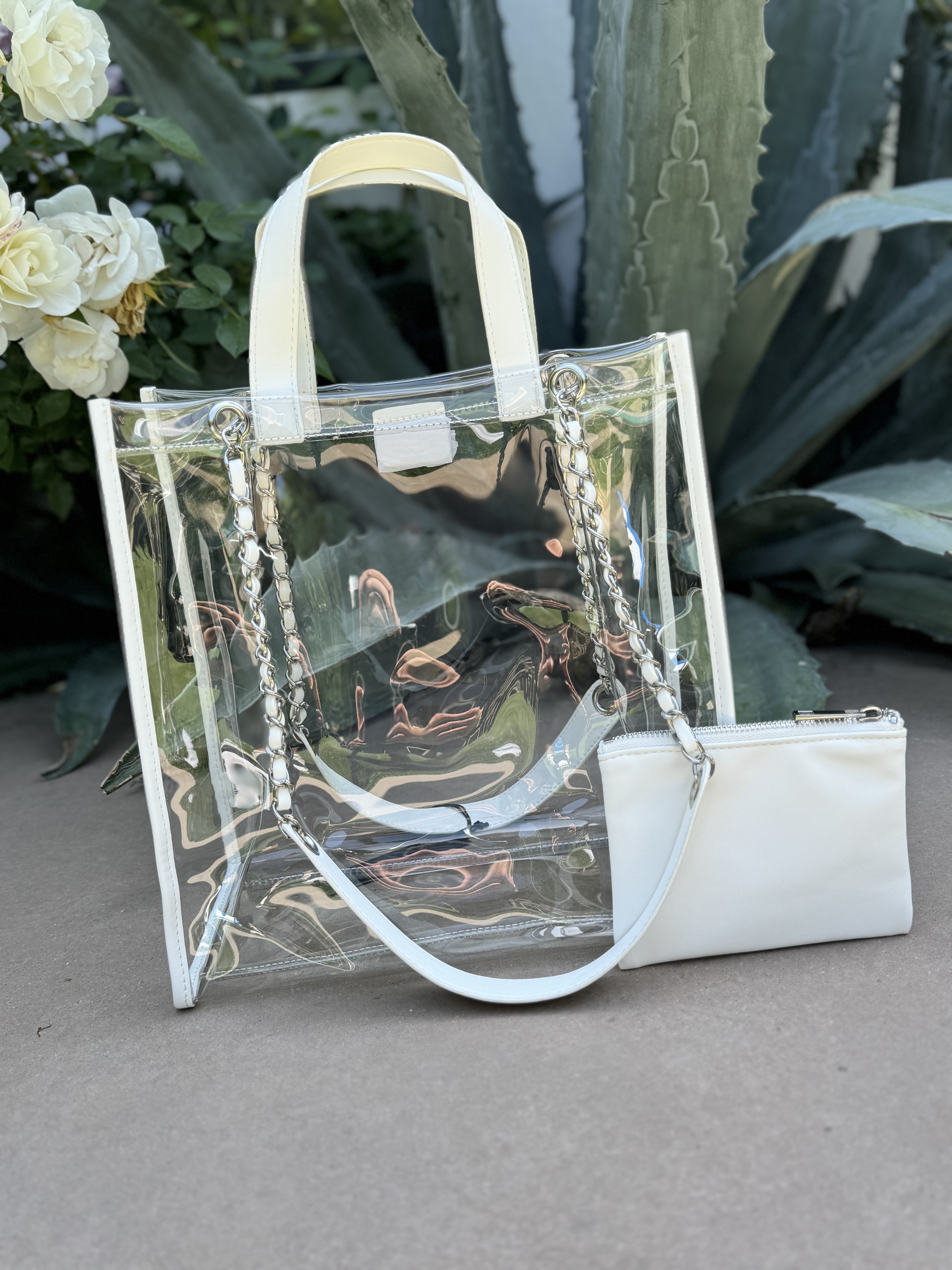 Emilia Tote Bag - Large Stadium Approved Clear Bag for Women, Perfect for Concerts, Sports Games, and Events