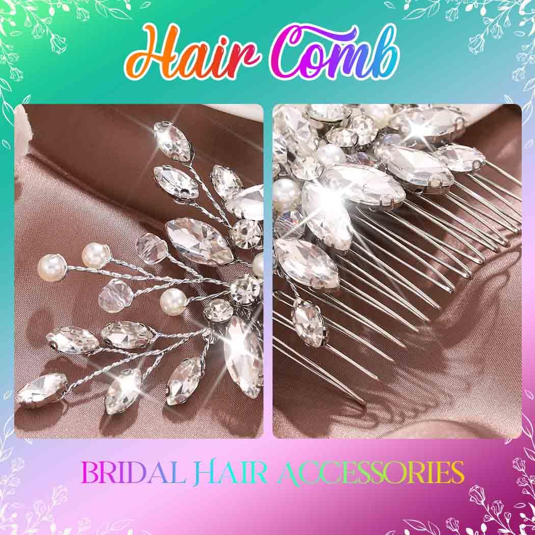 Sparkling Rhinestone Wedding Hair Comb - Silver Crystal Bridal Hair Accessories for Brides & Bridesmaids - Elegant Hair Clips for Women - Perfect for Weddings, Prom & Special Occasions