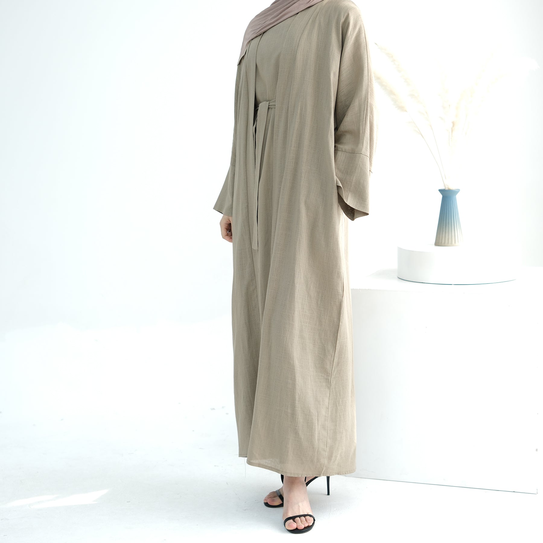 Aviella Women's Linen Pajama Set - Soft Breathable Sleepwear Lounge Outfit in Khaki | Perfect for Summer Nights, Relaxing at Home & Vacation Comfort
