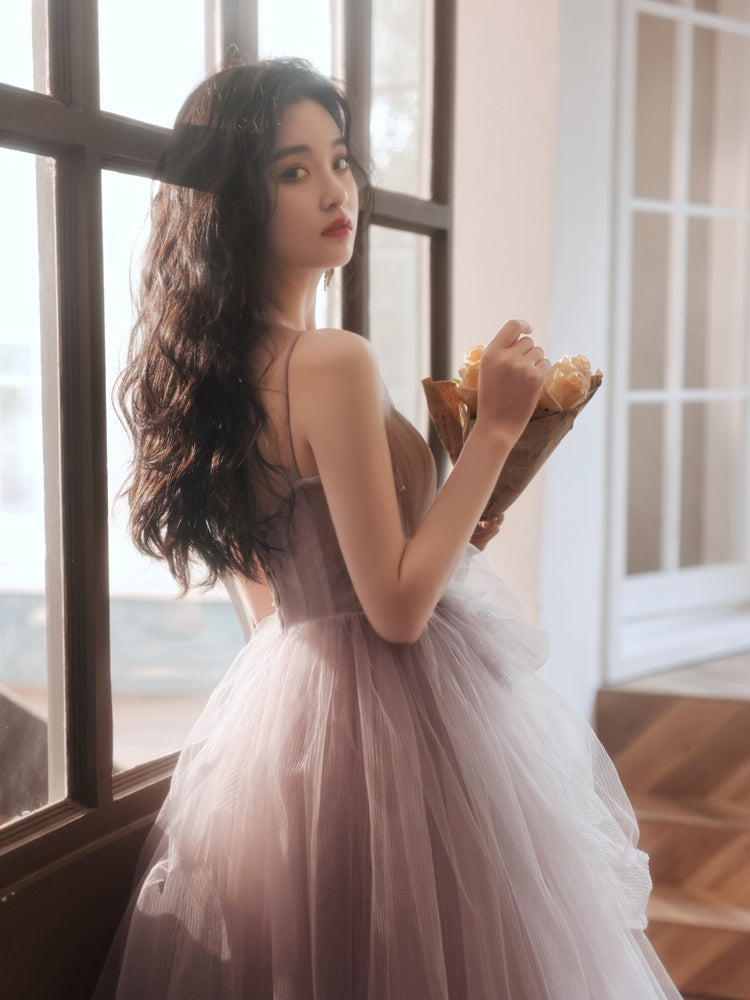 Elegant Pink Tulle Long Prom Dress for Women | Sweet 16 Party Gown | Perfect for Formal Dances, Quinceañeras & Special Occasions