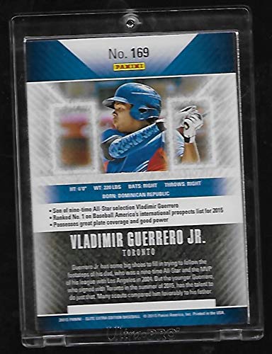 Vladimir Guerrero Jr. 2015 Panini Donruss Elite Extra Edition Baseball Rookie Card RC #169 - Toronto Blue Jays - Protective Plastic Display Case - Perfect for Collectors, Sports Memorabilia Display, and Investment