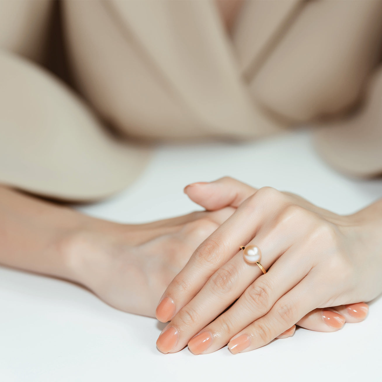 18K Gold Interchangeable Pearl Ring KR00015 - Elegant Adjustable Pearl Jewelry for Women | Perfect for Weddings, Anniversaries & Special Occasions