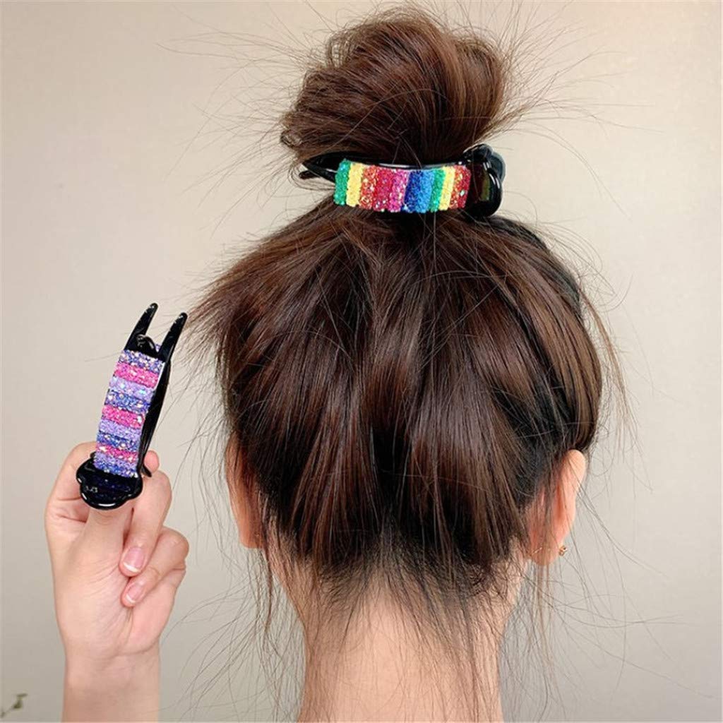 Fashion Rainbow Rhinestone Hair Clips for Women & Girls - Non-Slip Toothed Hair Pins Set - Perfect for Party, Birthday, Wedding & Daily Styling Gifts