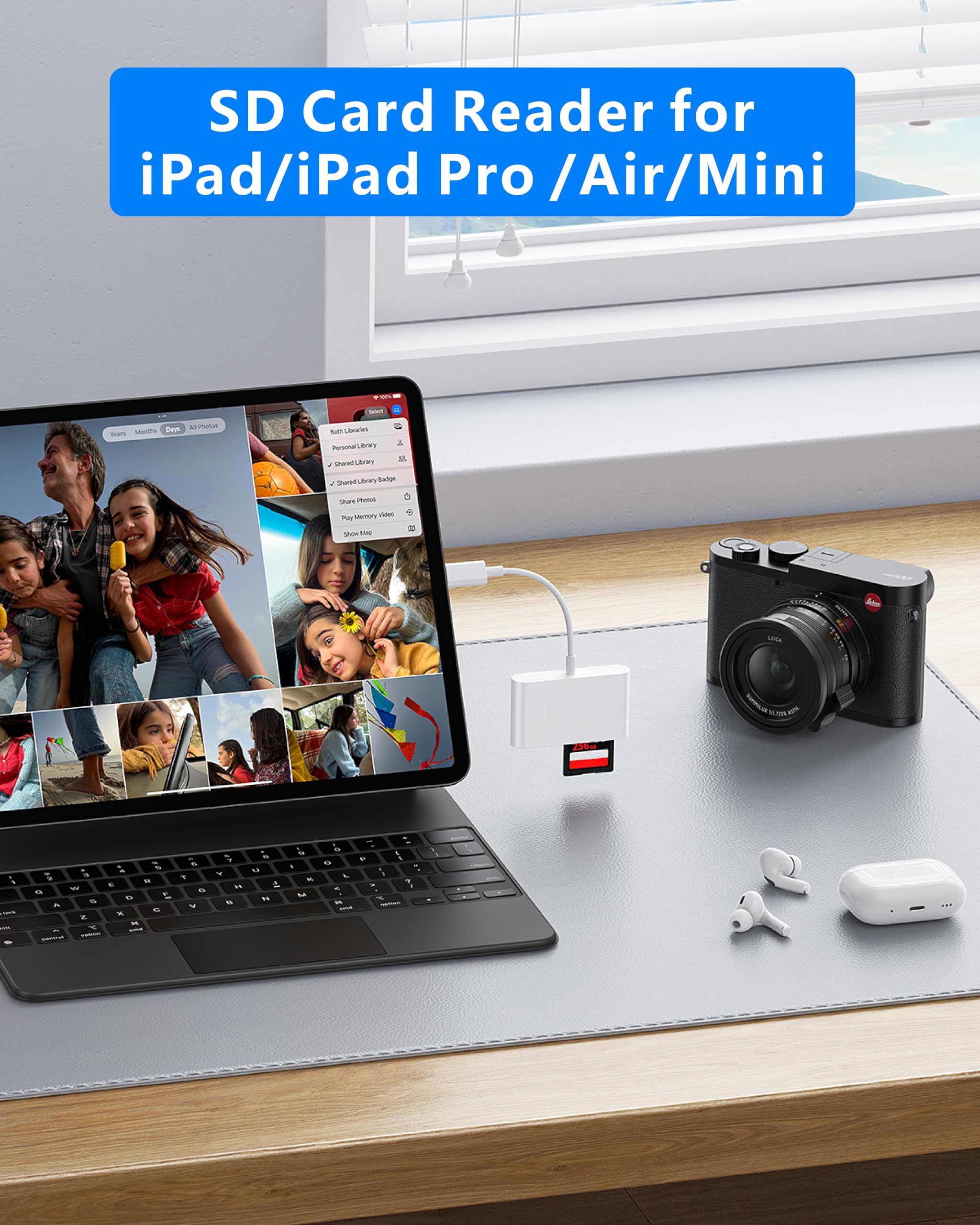 High-Speed USB C SD Card Reader - USB 3.0 to SD/Micro SD Memory Card Adapter for iPhone 15 Pro Max, iPad Pro/Air/Mini, MacBook Pro/Air | Perfect for Photo Transfer, Data Backup & Mobile Editing on USB-C Devices