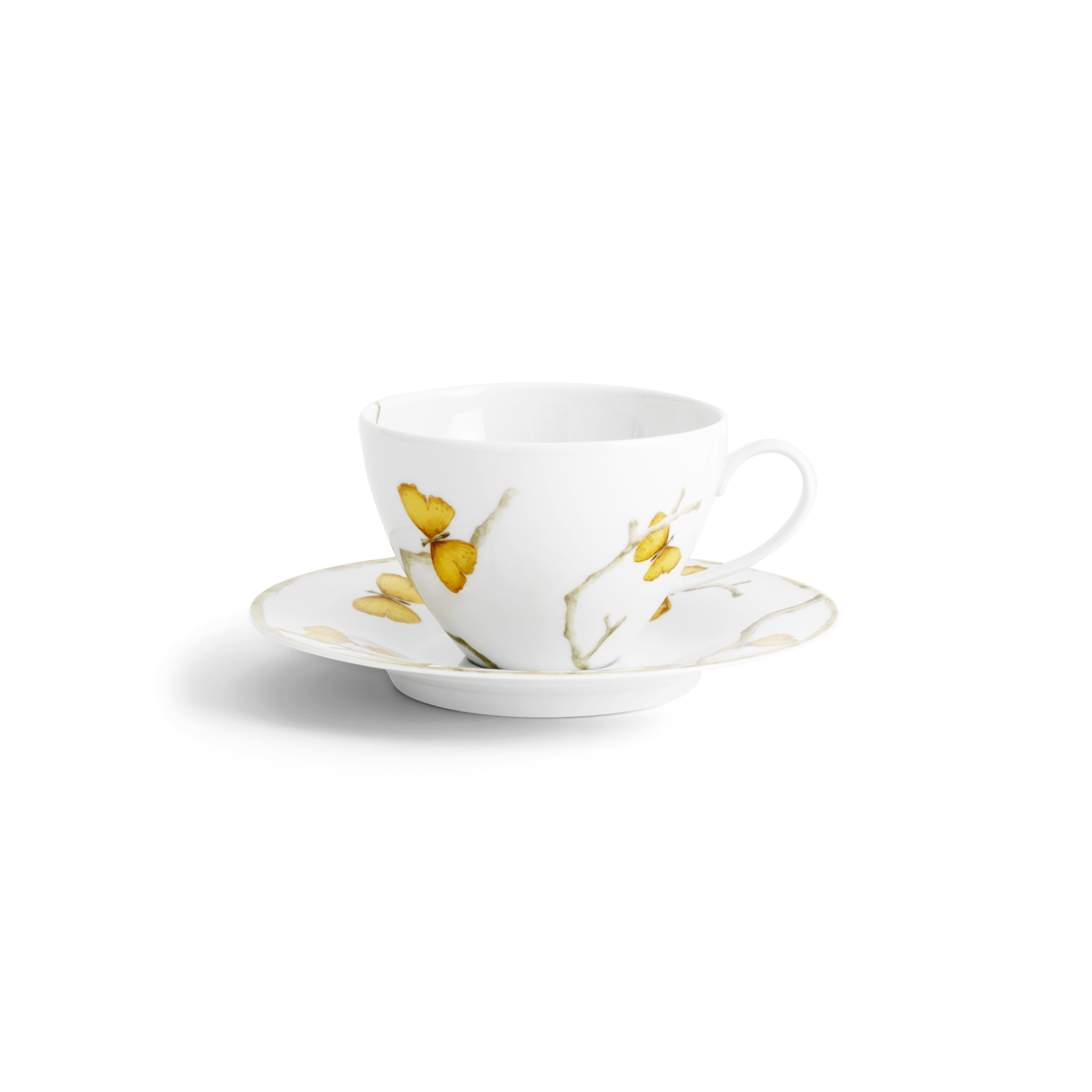 Butterfly Ginkgo Gold Dinnerware Set - Elegant Porcelain Plates, Bowls & Cups for Fine Dining, Wedding, and Special Occasions