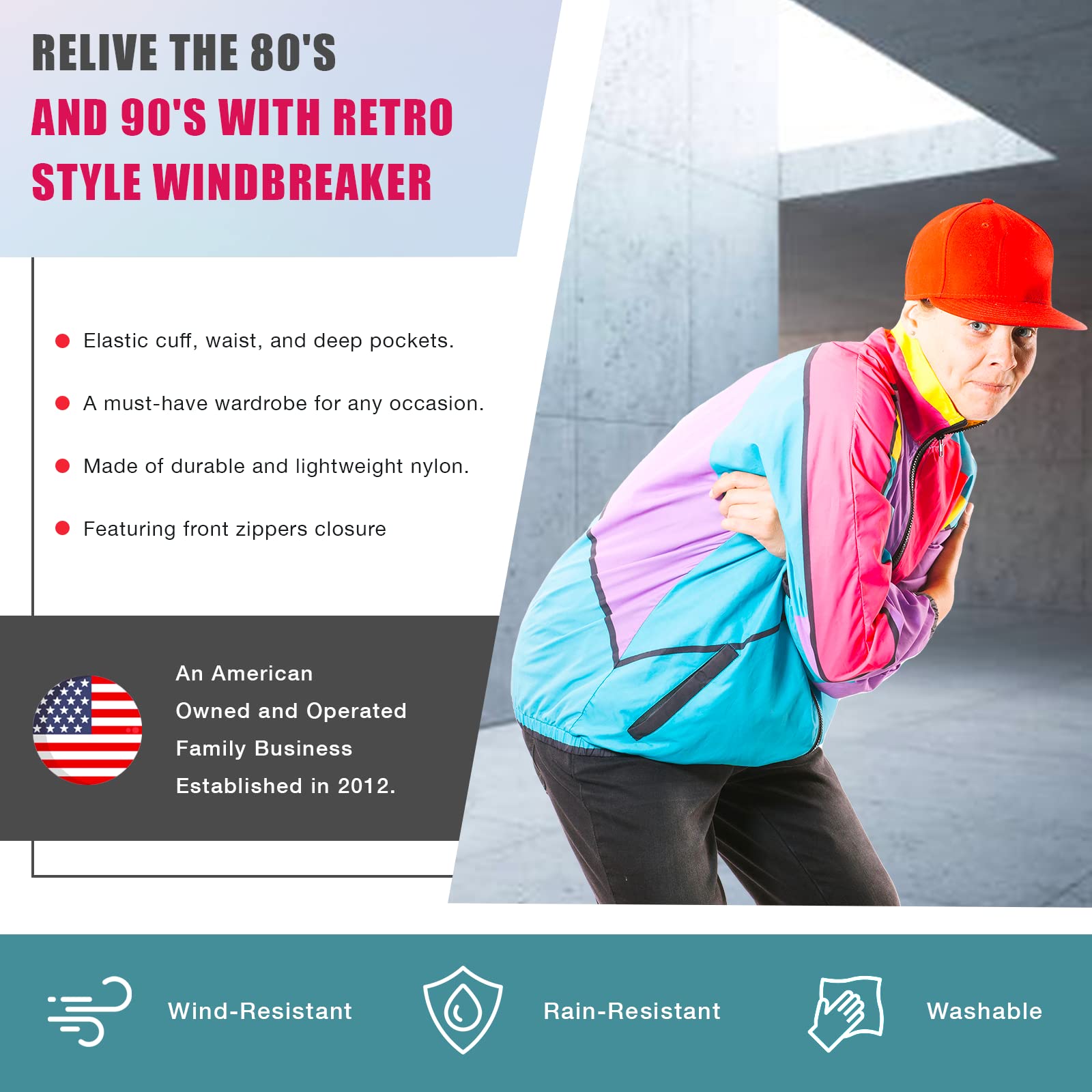 Vintage 80s & 90s Retro Windbreaker Jacket - Funny Guy Mugs Collection | Trendy Throwback Outerwear for Men & Women | Perfect for Casual Wear, Costume Parties & Retro Fashion Enthusiasts