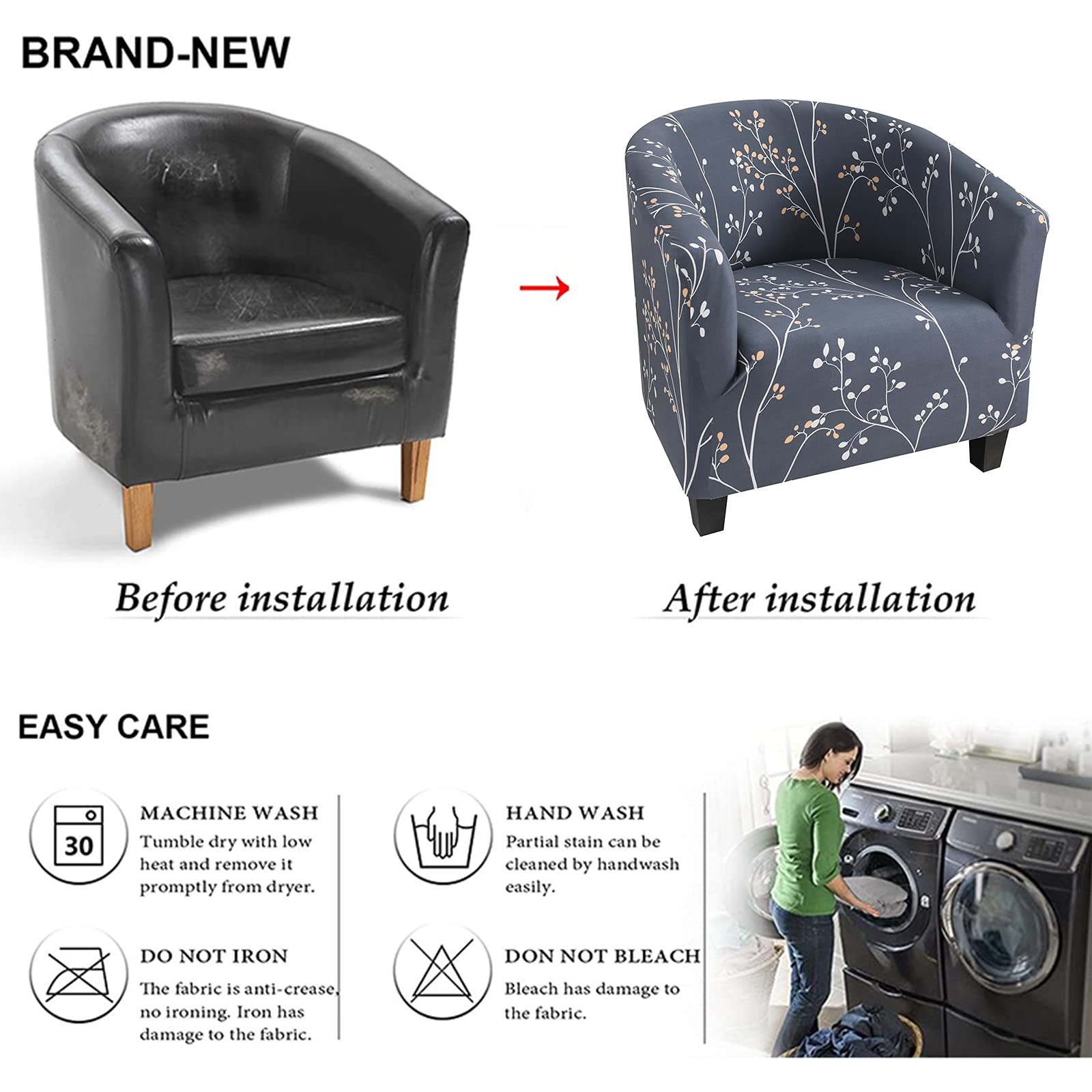 Stretchable NILUOH Club Chair Slipcover - Breathable Armchair & Sofa Cover Protector for Living Room Furniture (04) - Perfect for Home, Office & Lounge Decor