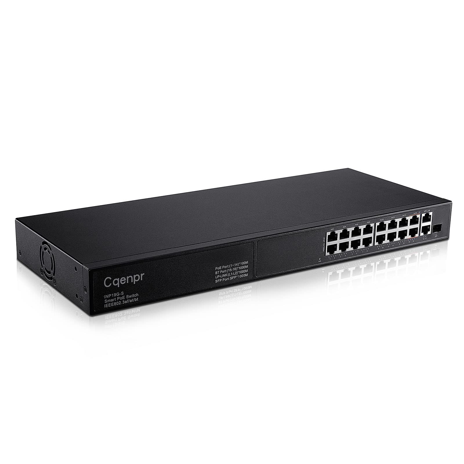 19-Port Full Gigabit PoE Switch | Unmanaged Plug & Play | 802.3af/at/bt Compliant | Metal Fanless Design | Silent Operation | High Power Output | Ideal for IP Cameras, VoIP Phones & Wireless Access Points