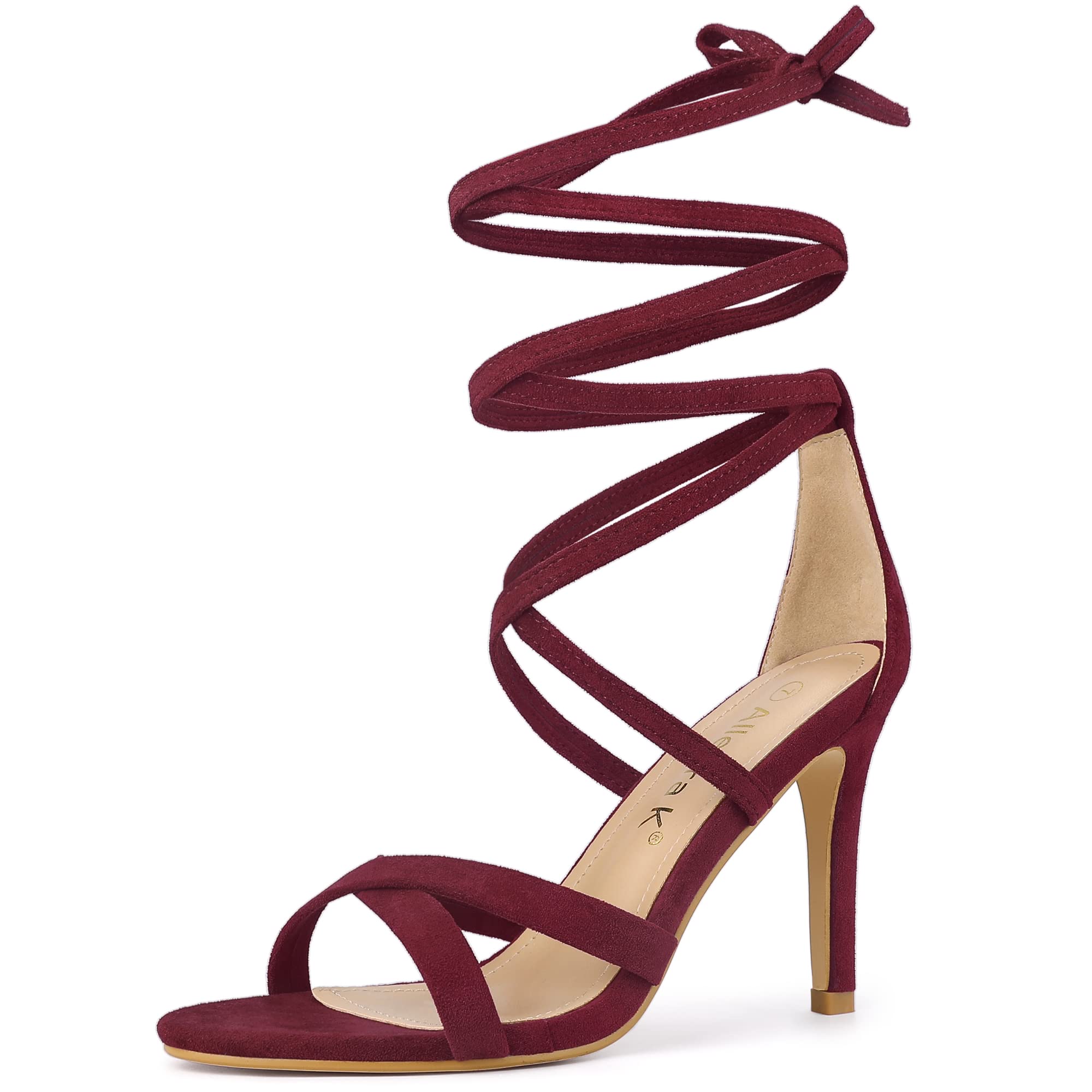 Allegra K Women's Lace Up Stiletto Heel Sandals - Sexy High Heel Dress Shoes for Party, Wedding & Evening Events