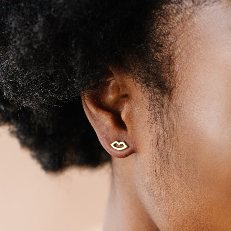 Fearless Kiss Studs - 14K Gold Plated Earrings for Women, Trendy Minimalist Hoop Earrings for Everyday Wear, Perfect Gift for Valentine's Day & Anniversary