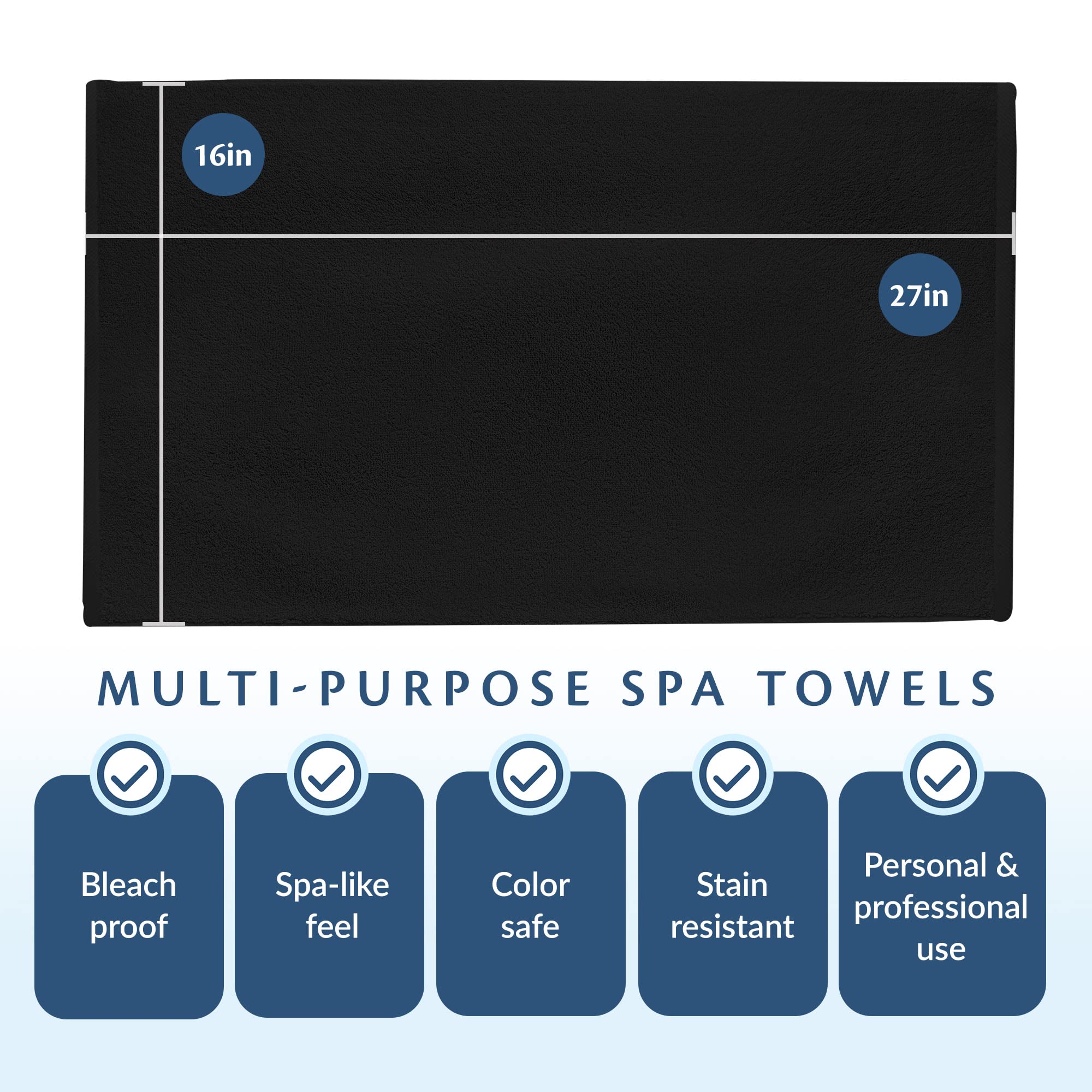 96 Pack Black Bleach Proof Towels - 100% Cotton 16