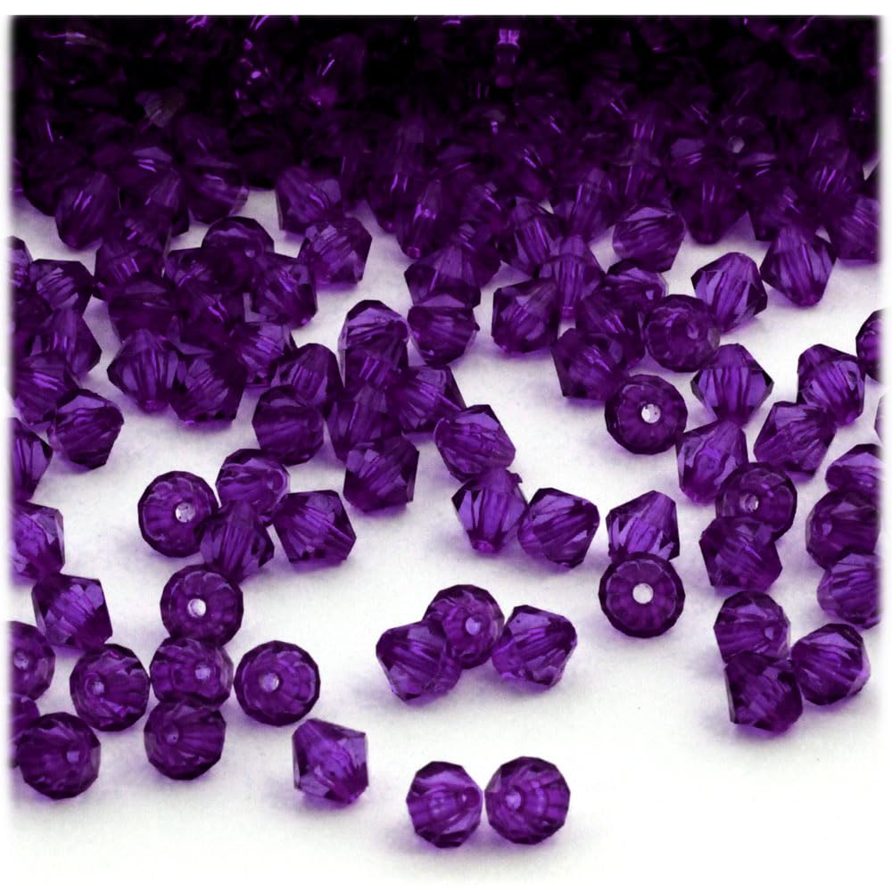 200-Piece 4mm Purple Faceted Acrylic Bicone Beads for Jewelry Making, DIY Crafts, and Scrapbooking – The Crafts Outlet