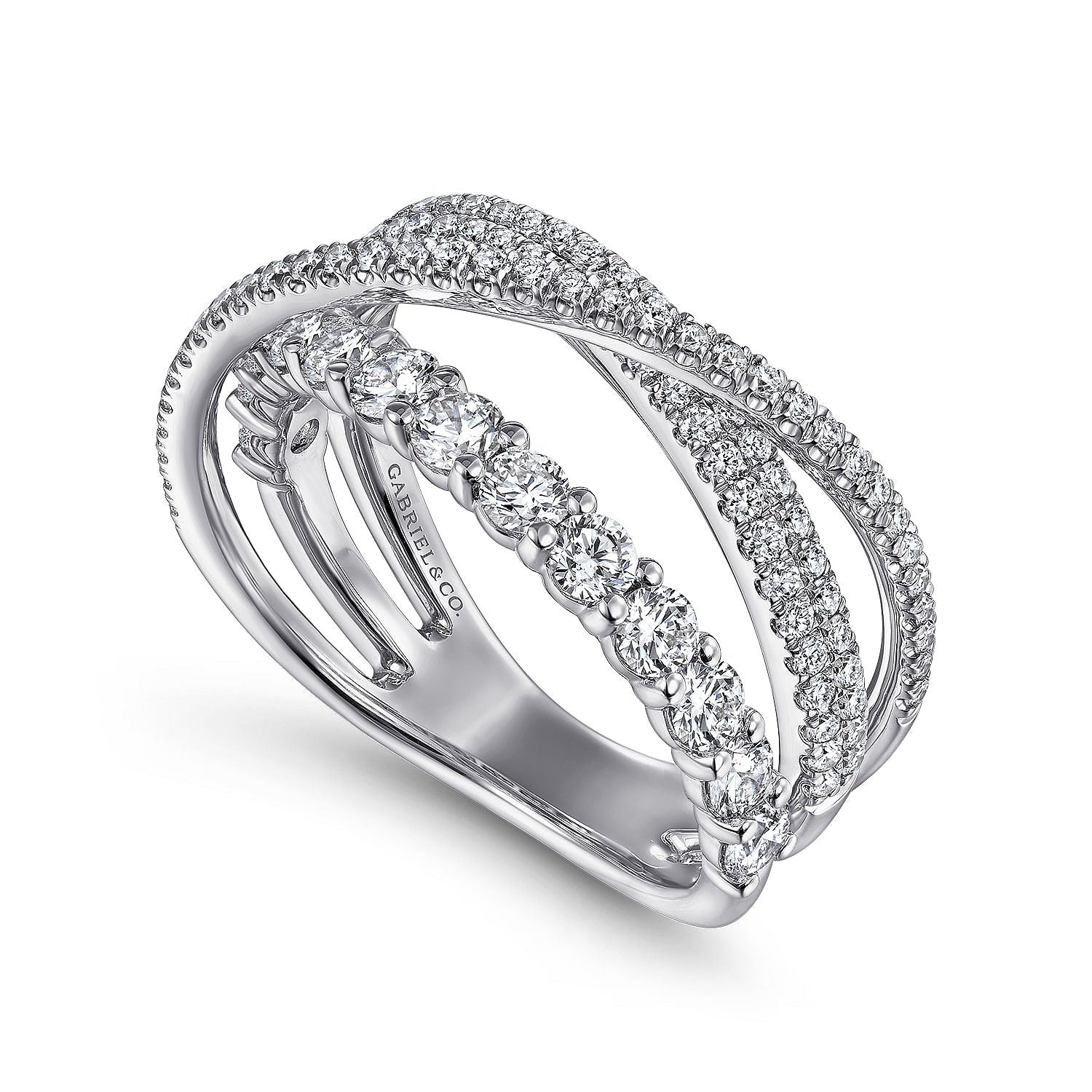 14K White Gold Diamond Criss Cross Ring for Women - Elegant Layered Wedding Band, Anniversary Gift, Promise Ring - Perfect for Engagements, Valentine's Day & Special Occasions
