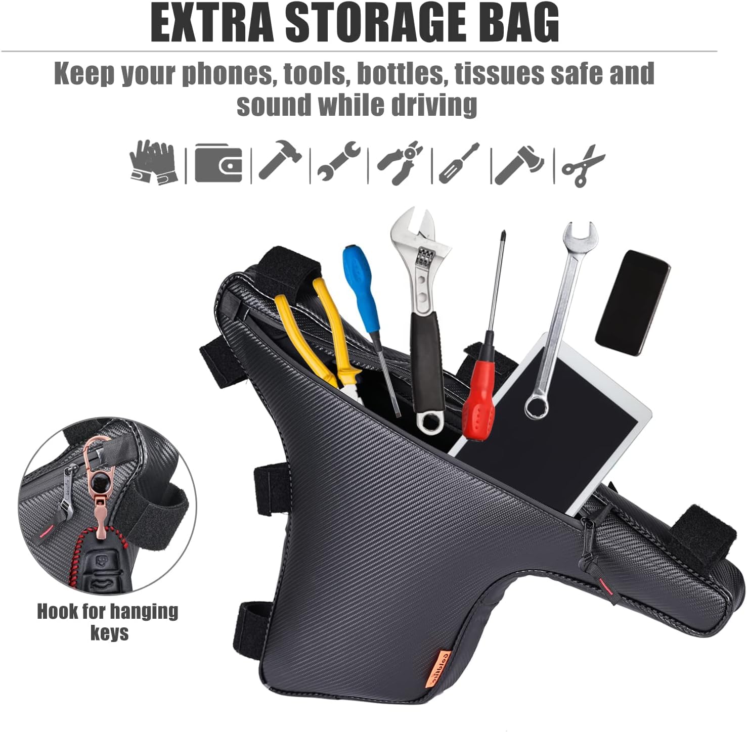 2 Pack Black Roll Bar Triangle Storage Bags for Kawasaki Teryx KRX 1000 UTV - Double Zipper Side by Side Gear Pouches (Fits 2020-2024 Models) | Perfect for Off-Road Adventures, Hunting Gear & Trail Accessories